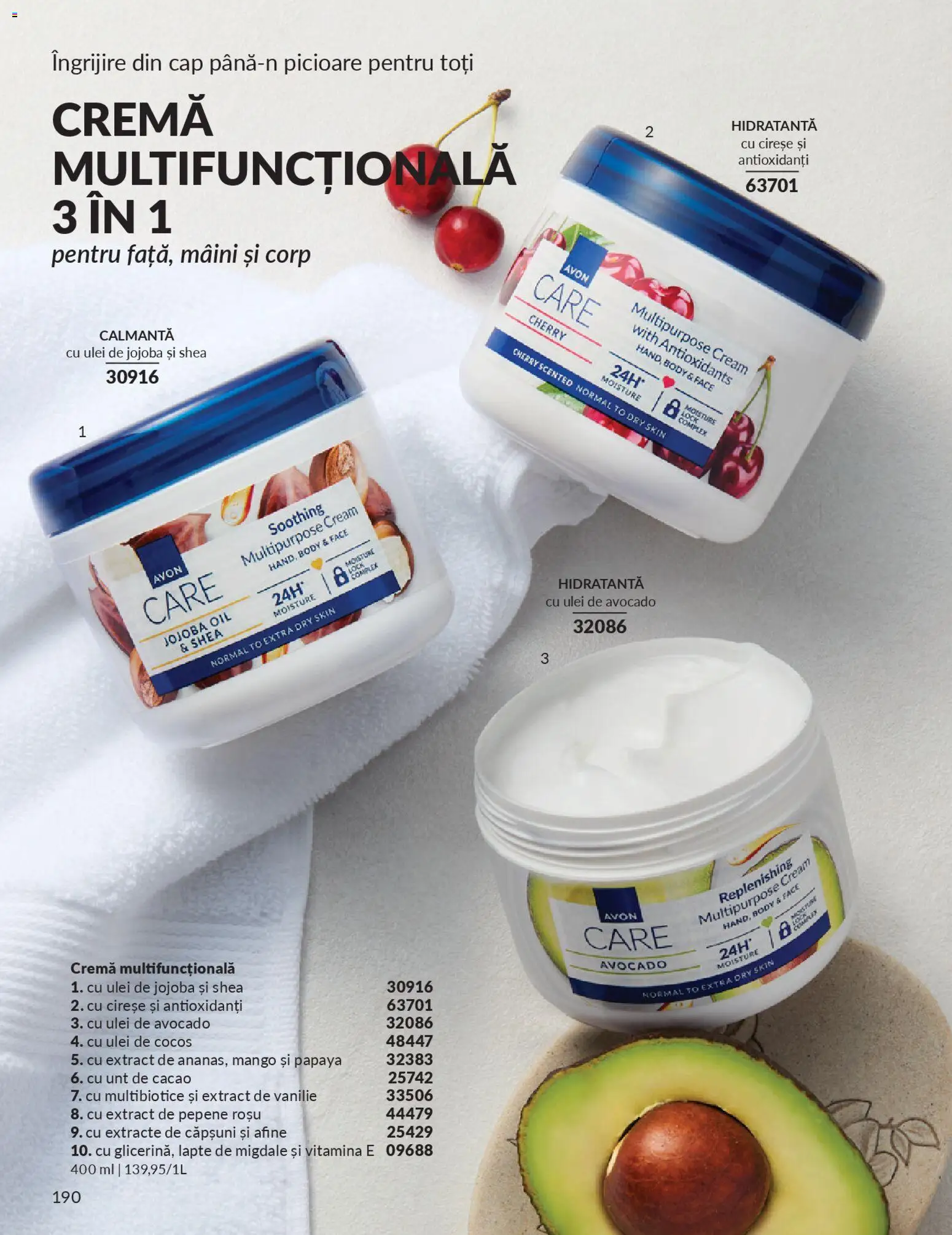 Noul catalog Avon – valabil de la 01.02.2026 | Pagină: 192 | Produse: Arapsaçı, Cremă, Cireșe, Avocado