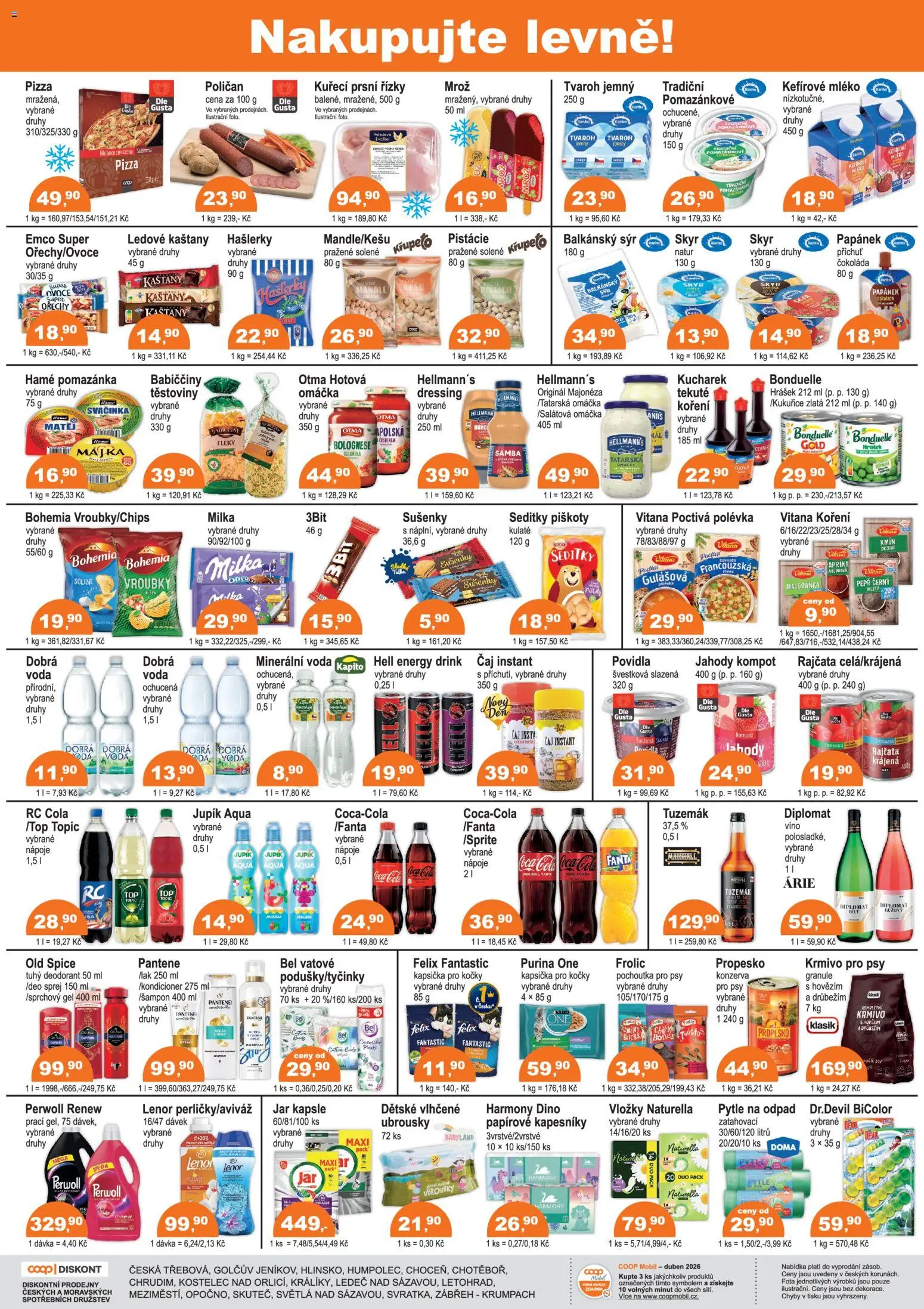 Konzum leták od 08.04.2026 | Strana: 2 | Produkty: Těstoviny, Pistácie, Hellmann's, Mandle