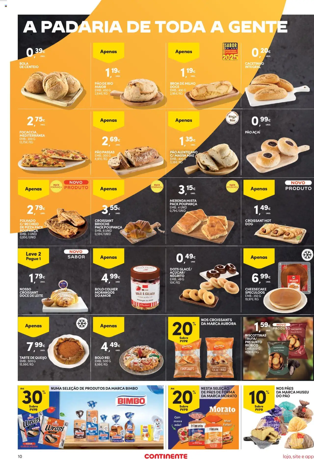 Continente Semanal Continente Bom Dia │ válido de 30.09.2025 | Página: 10 | Produtos: Açai, Pão, Morangos, Milho