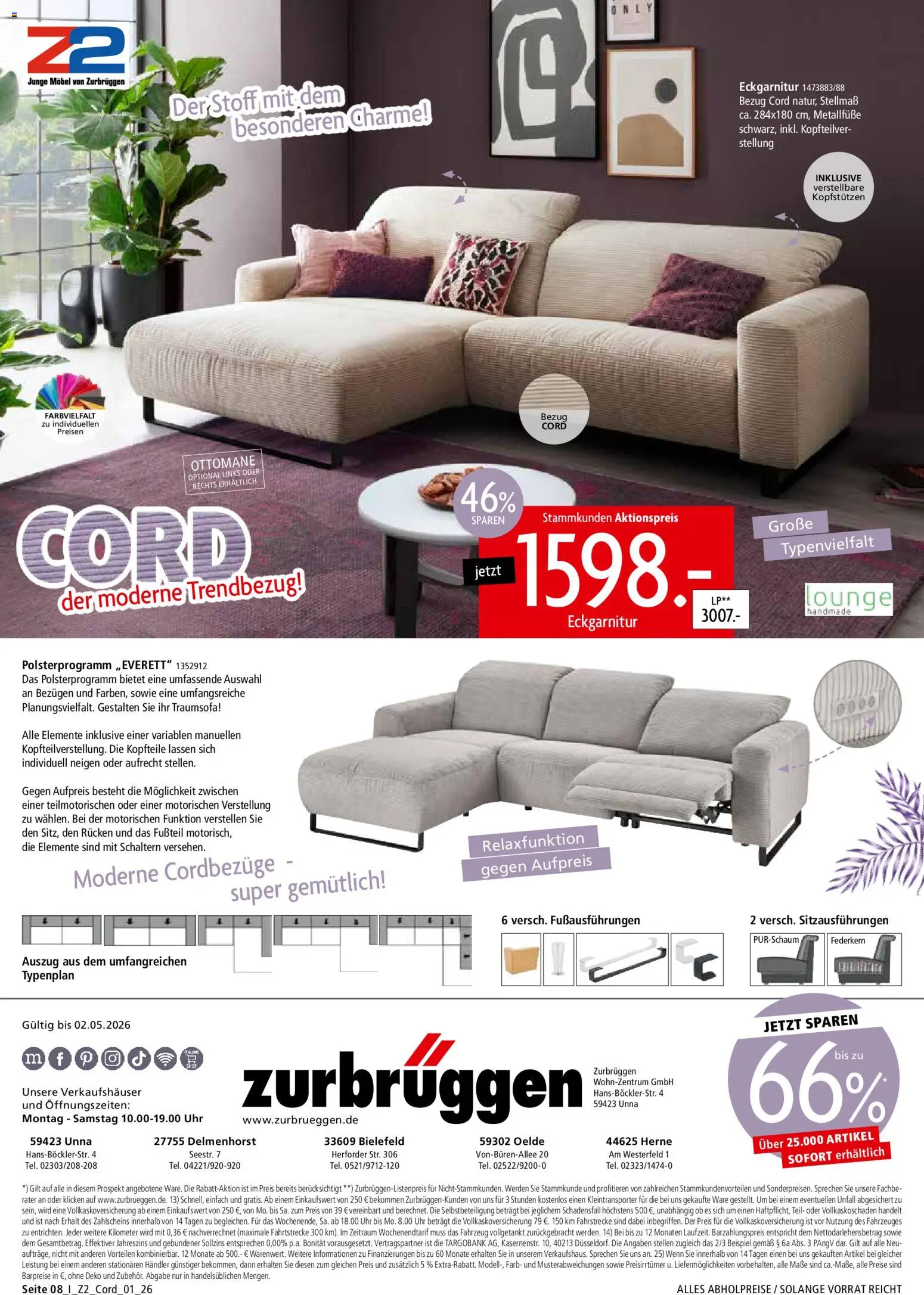 Zurbrüggen Trendbezug Cord – gültig ab 28.03.2026 | Seite: 8 | Produkte: Uhr