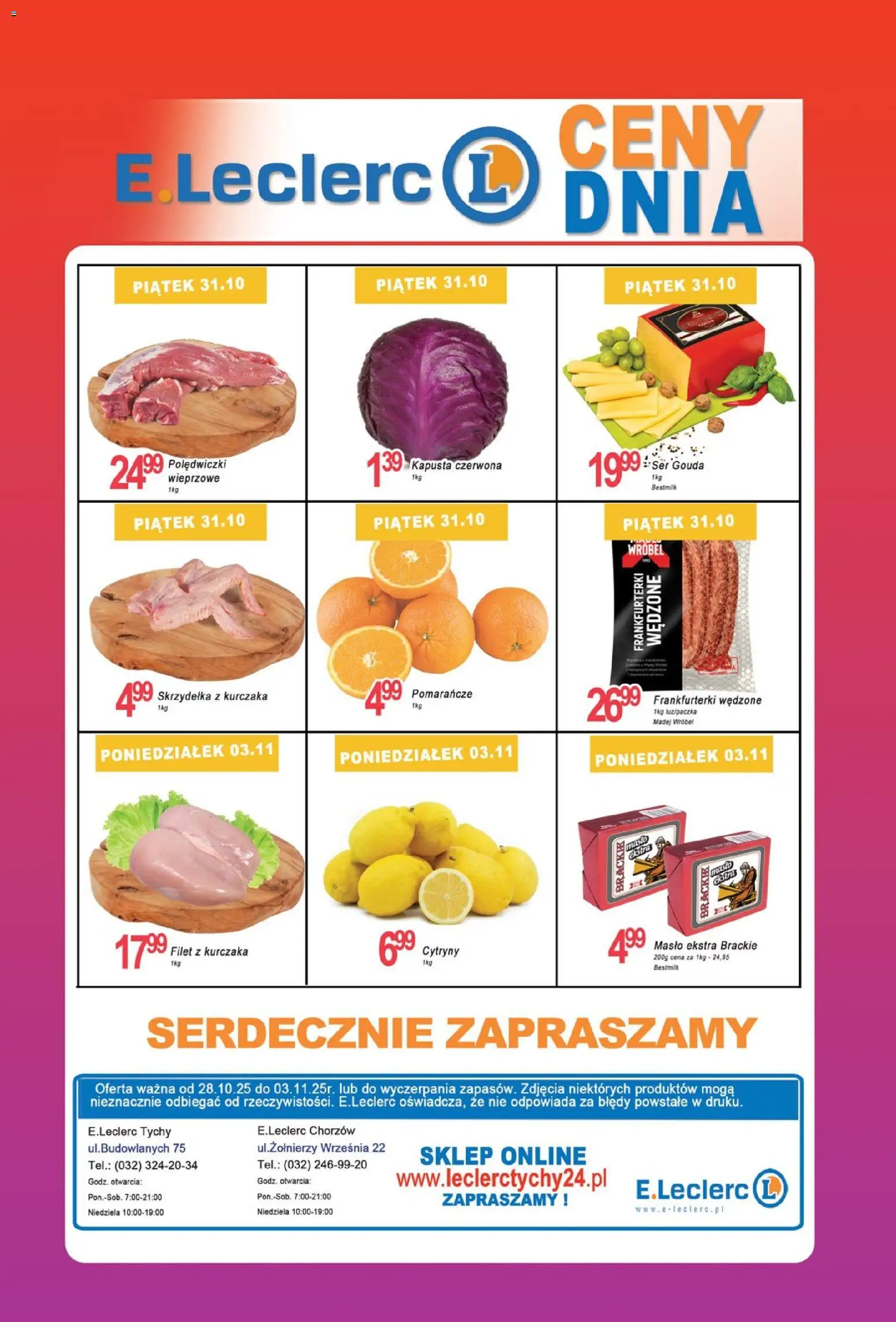 E.Leclerc Gazetka - Tychy od 28.10.2025 | Strona: 24 | Produkty: Skrzydełka z kurczaka, Frankfurterki, Cytryny, Masło