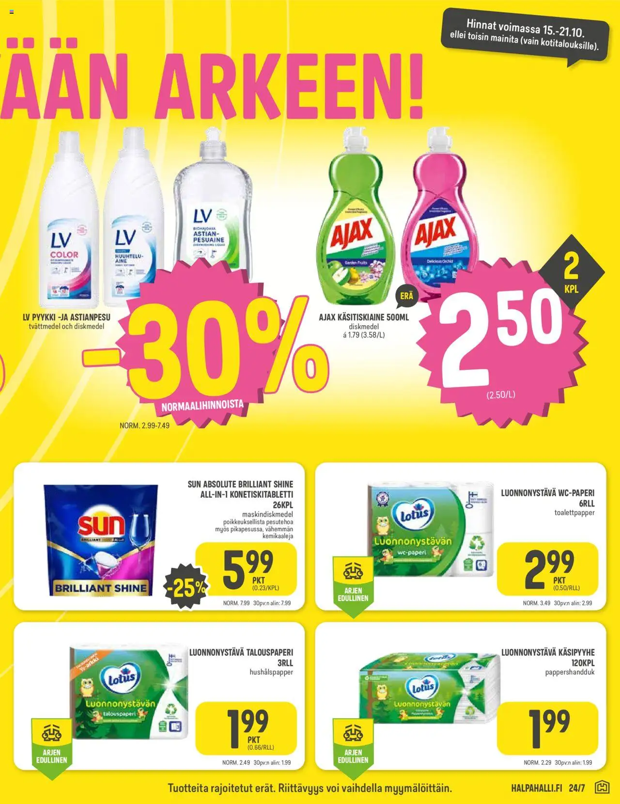 Halpa Halli tarjoukset – voimassa 15.10.2025 alkaen | Sivu: 7 | Tuotteet: Pesuaine, Voi
