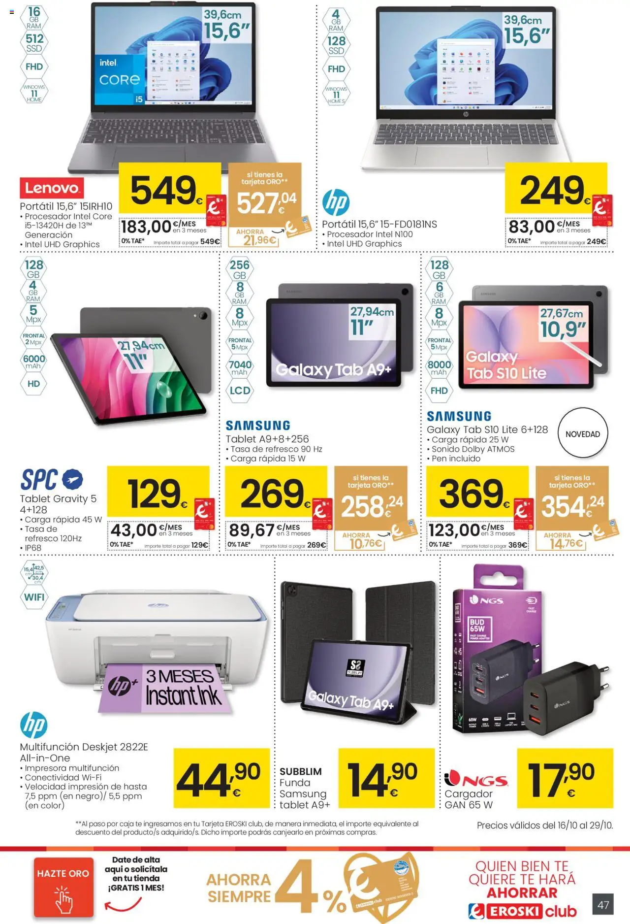 Eroski - Precio más bajo  │ válido desde el 16.10.2025 | Página: 47 | Productos: Té, Tablet, Funda, Caja