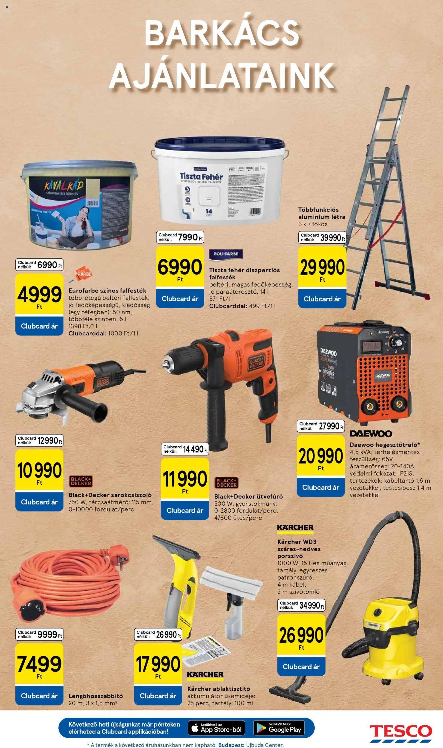 Tesco akciós ujság - amely érvényes a következő dátumtól: 12.03.2026 | Oldal: 15 | Termékek: Ütvefúró, Porszívó, Akkumulátor, Létra