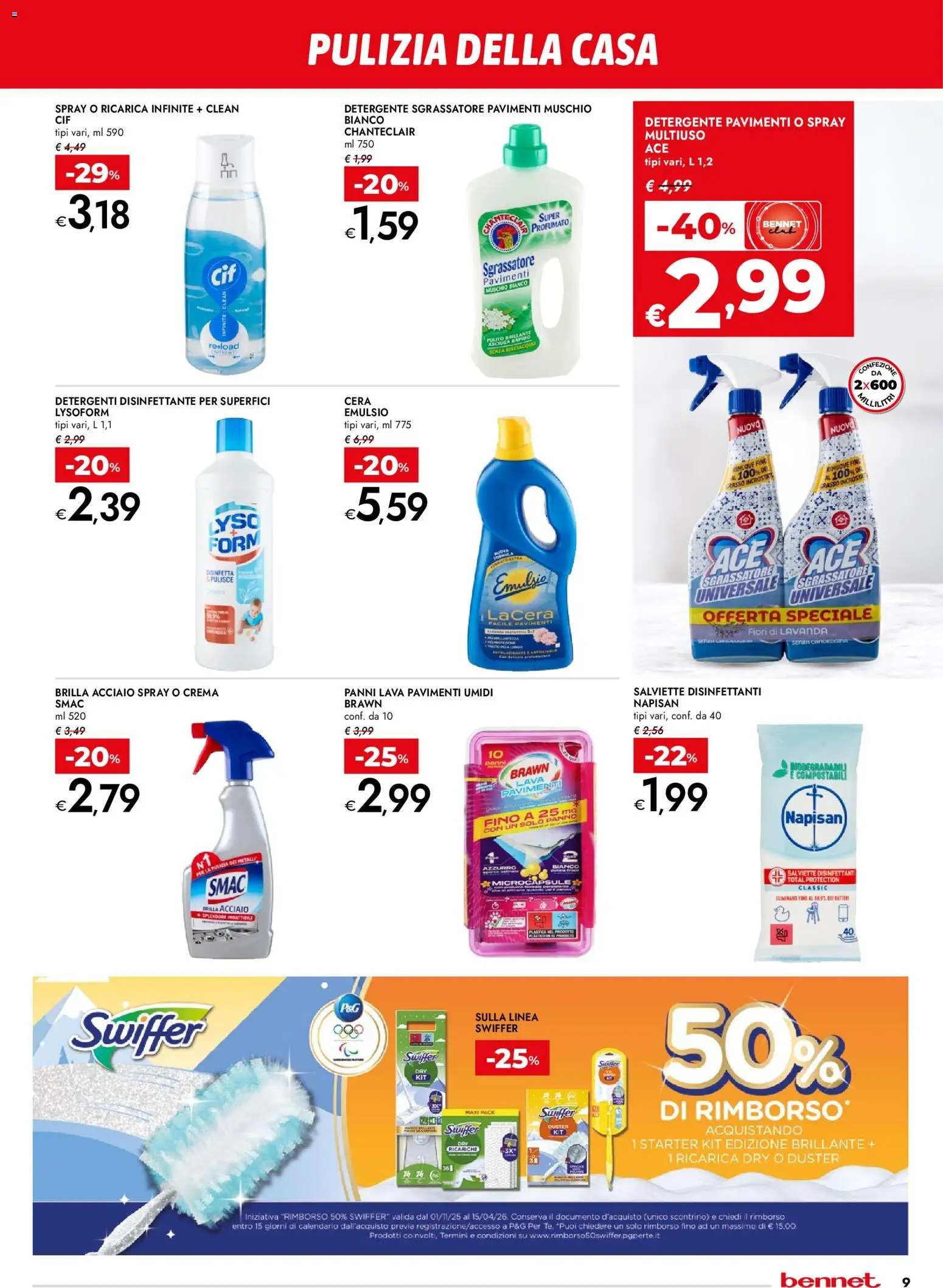 Volantino bennet del 08.01.2026 | Pagina: 9 | Prodotti: Crema, Detergente, Sgrassatore, Lavanda