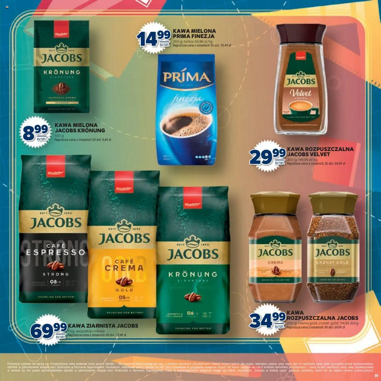 Stokrotka Gazetka - Witaj Szkoło od 13.08.2025 | Strona: 31 | Produkty: Kawa mielona Prima, Kawa ziarnista, Kawa rozpuszczalna, Kawa