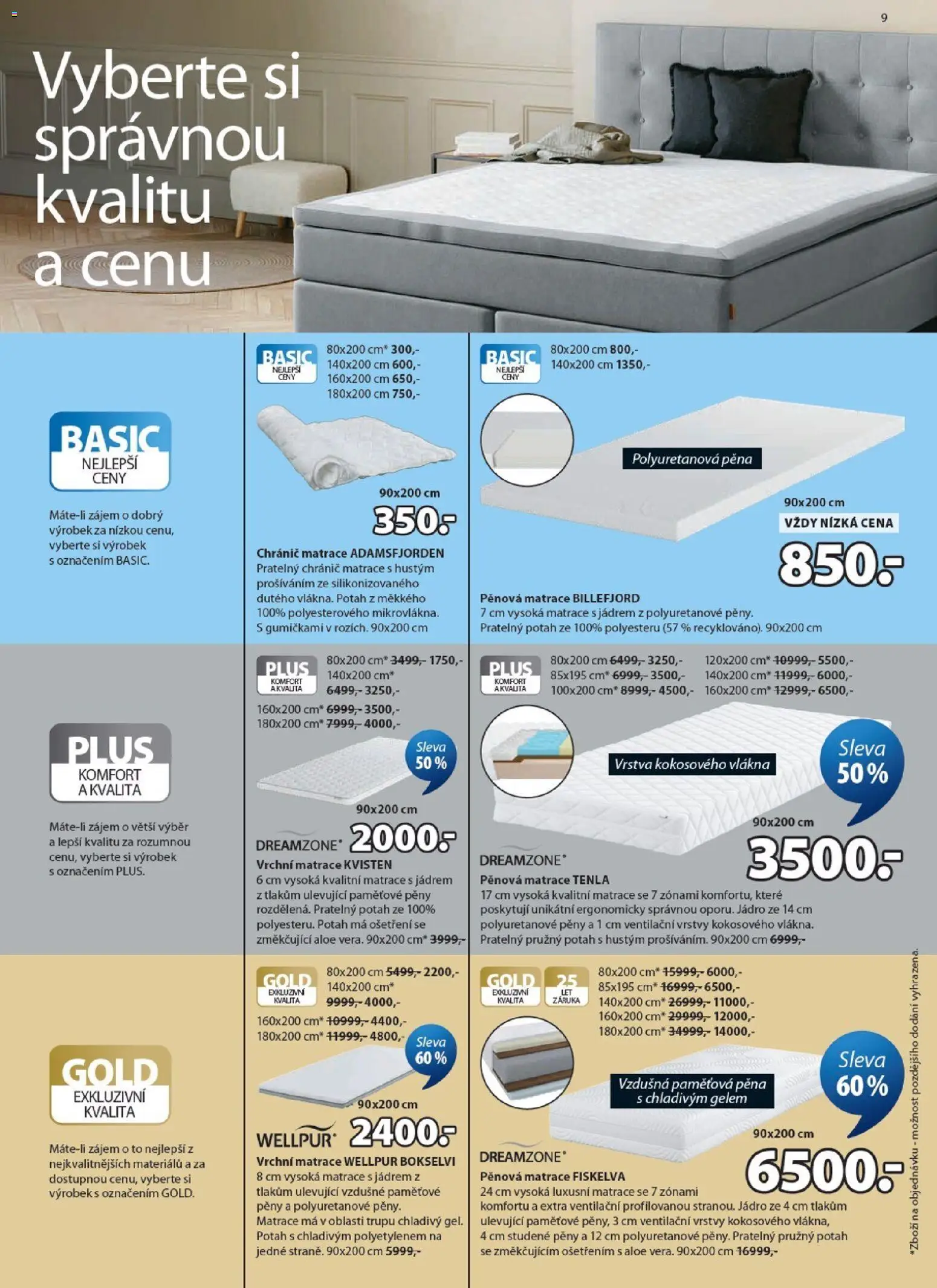 JYSK leták - Slevy od 22.04.2026 | Strana: 9 | Produkty: Chránič matrace, Matrace