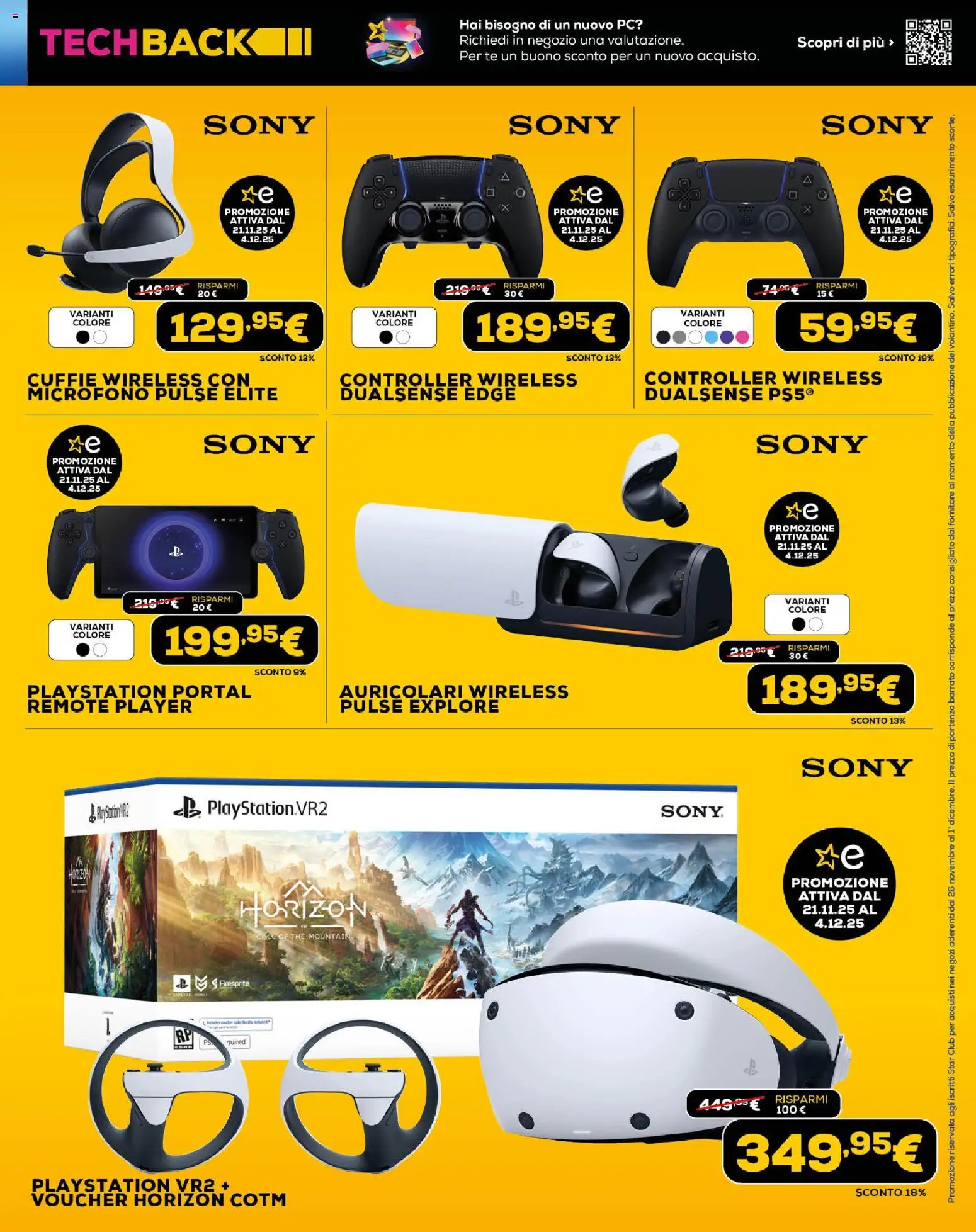 Volantino Euronics del 26.11.2025 | Pagina: 17 | Prodotti: Tè, PC, Cuffie, Playstation