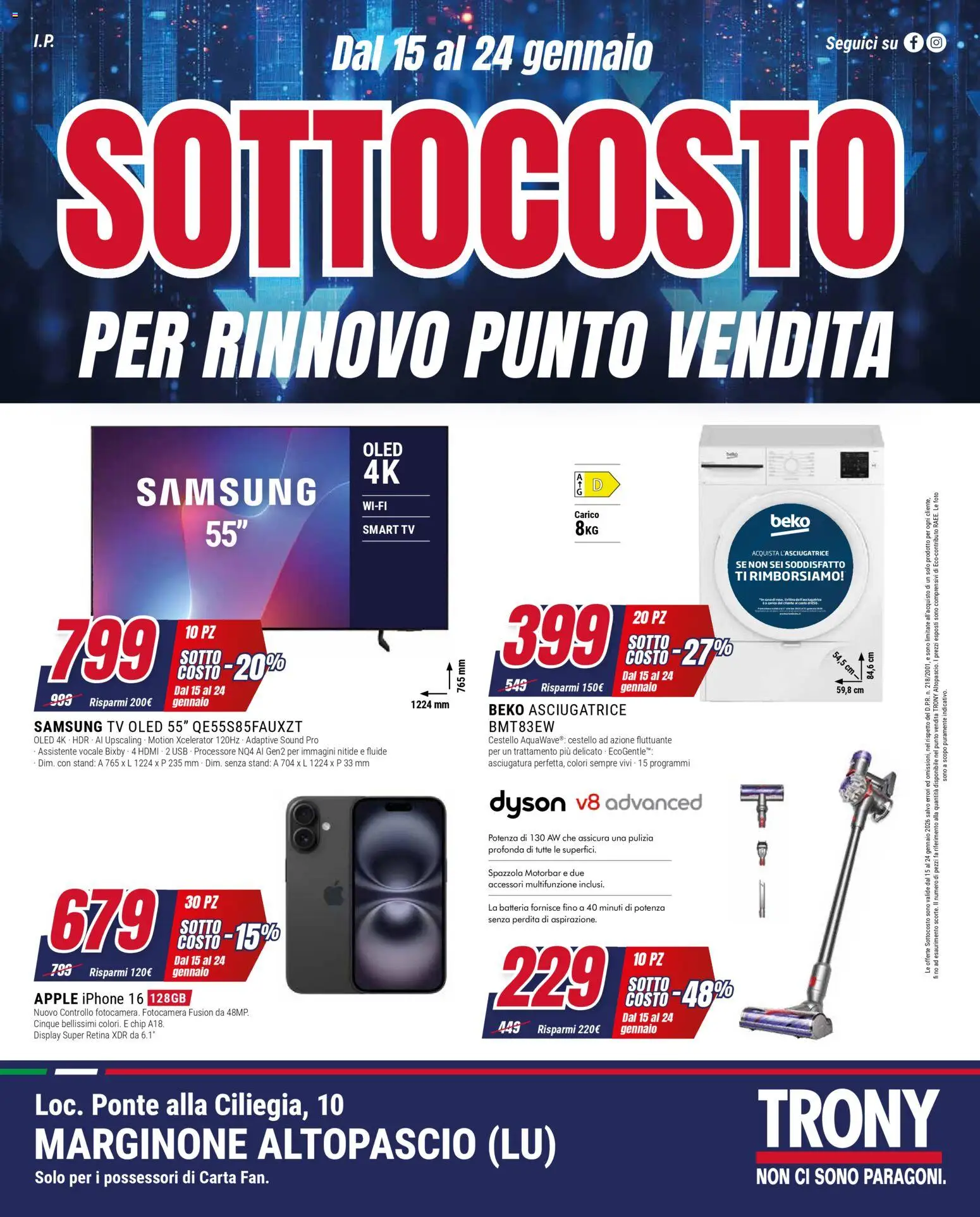 Volantino Trony del 15.01.2026 | Pagina: 1 | Prodotti: Spazzola, smart TV, TV, Samsung