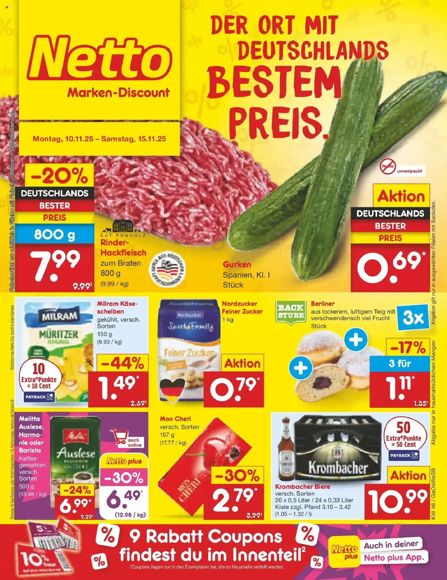 Netto Marken-Discount - Netto: Wochenangebote – gültig ab 10.11.2025 | Seite: 1 | Produkte: Käse, Milram, Wurst, Fleisch