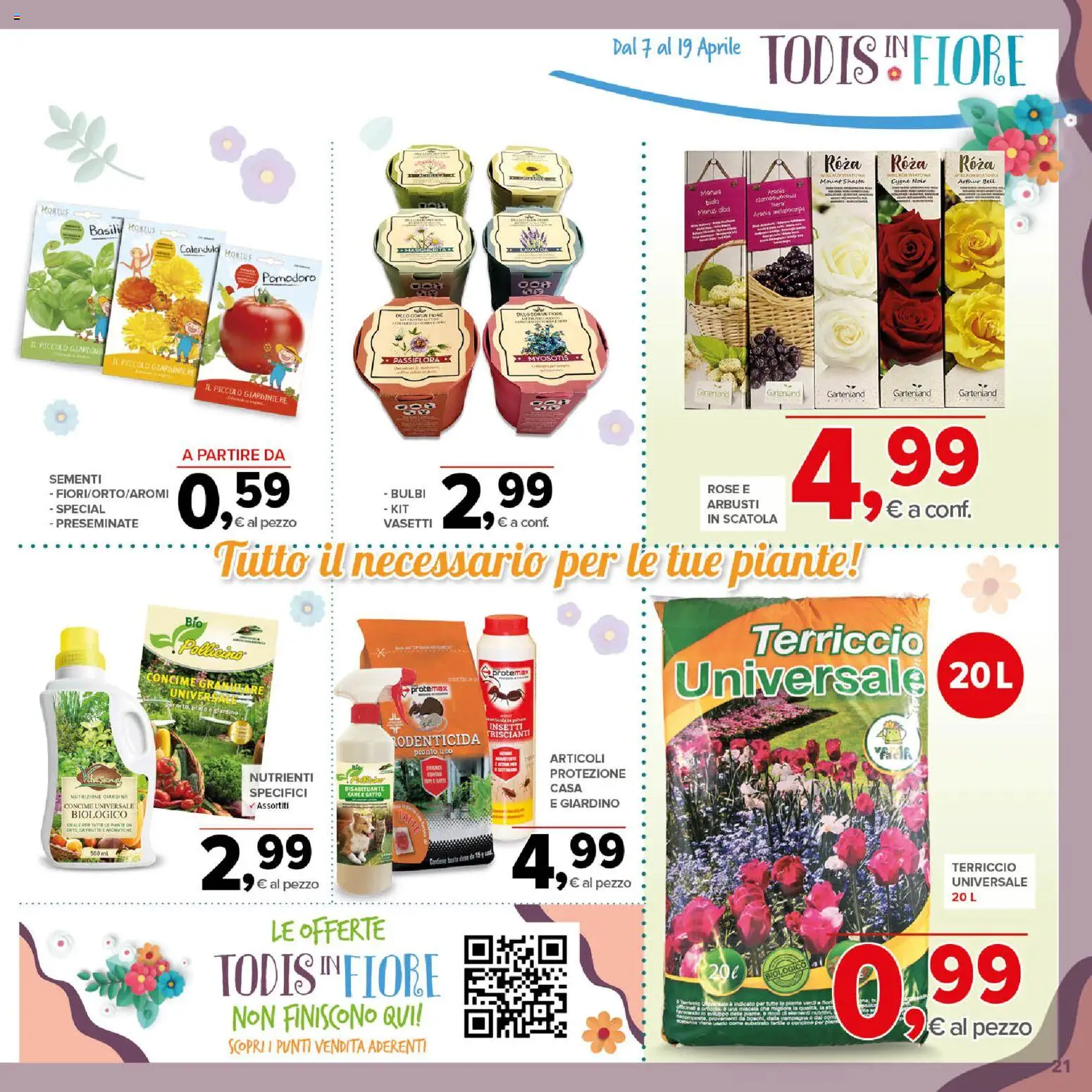 Volantino Todis del 07.04.2026 | Pagina: 21 | Prodotti: Concime, Lavanda, Terriccio, Scatola