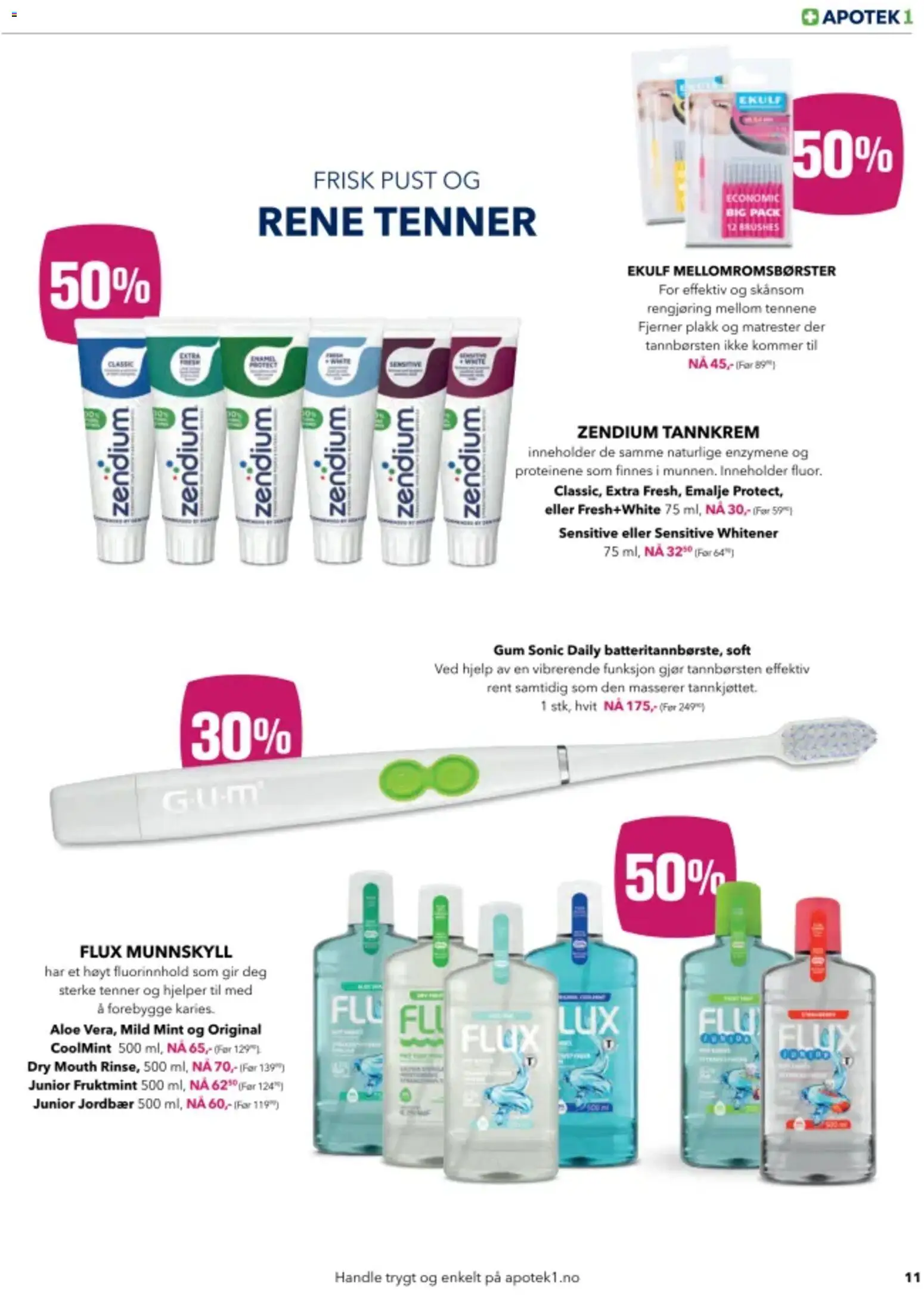 {H1} | Side: 11 | Produkter: Tannkrem, Munnskyll, Jordbær, Суміш дитяча