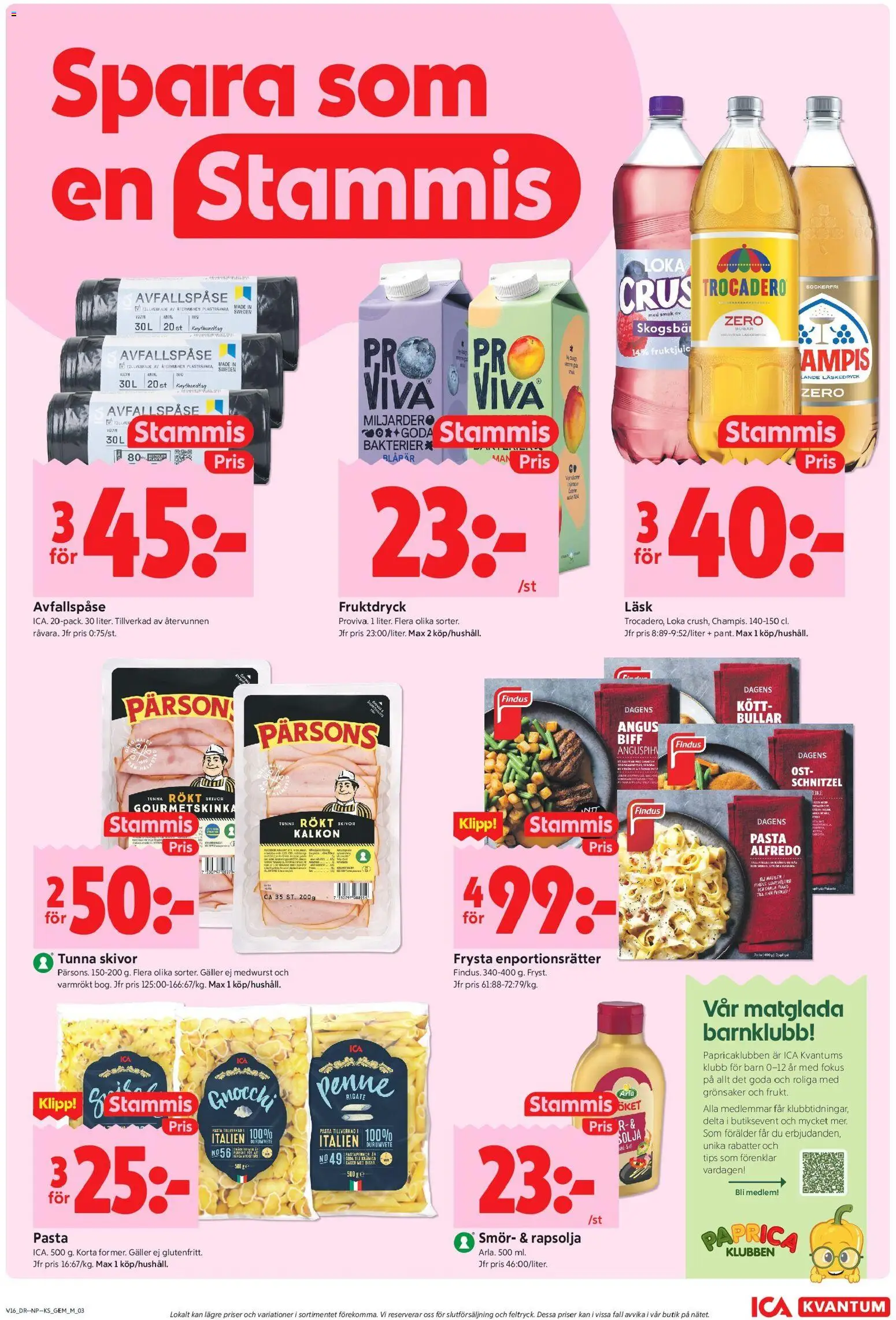 ICA Kvantum reklamblad aktuell från 13.04.2026 | Sida: 3 | Produkter: Galler, Rapsolja, Olja, Pasta