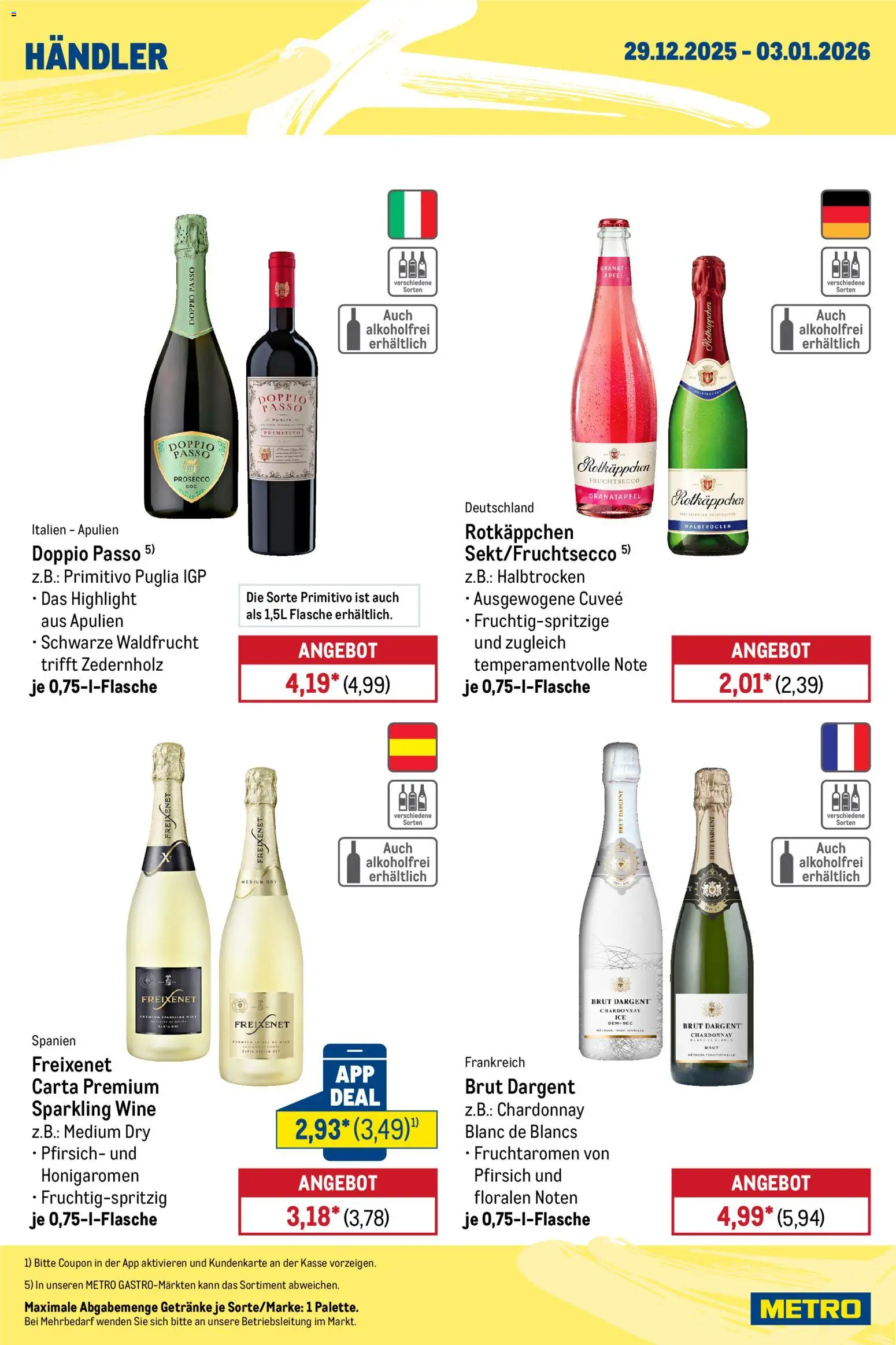 Metro Wochen-Angebote Händler – gültig ab 29.12.2025 | Seite: 7 | Produkte: Granatapfel, Freixenet, Prosecco, Doppio Passo