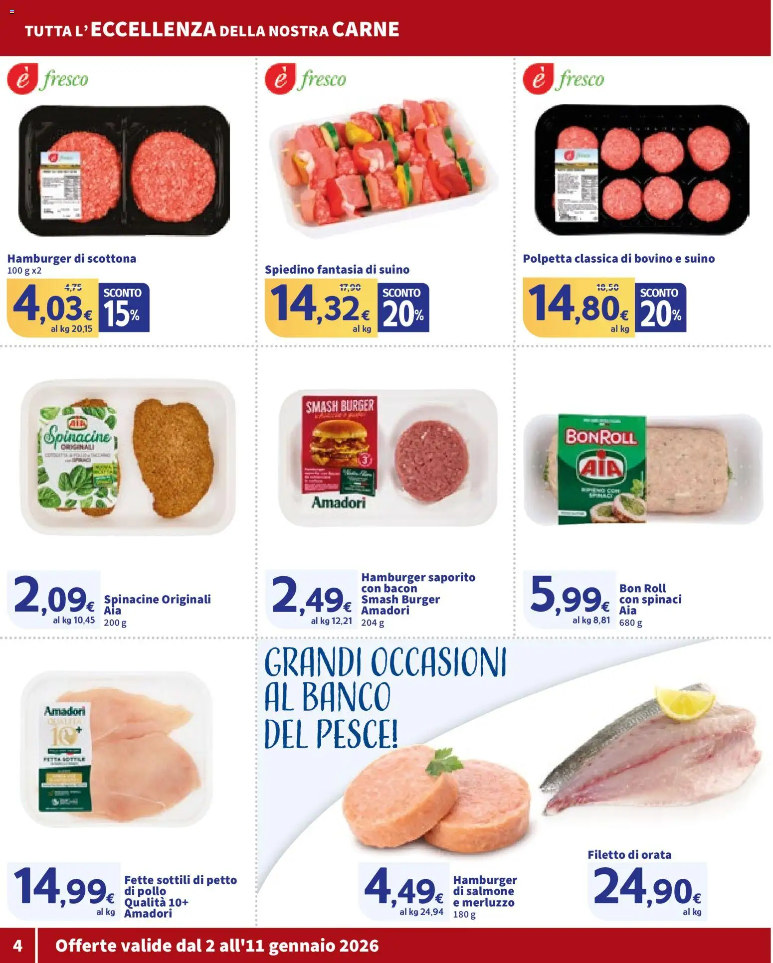 Volantino SIGMA del 02.01.2026 | Pagina: 4 | Prodotti: Bovino, Salmone, Orata, Suino