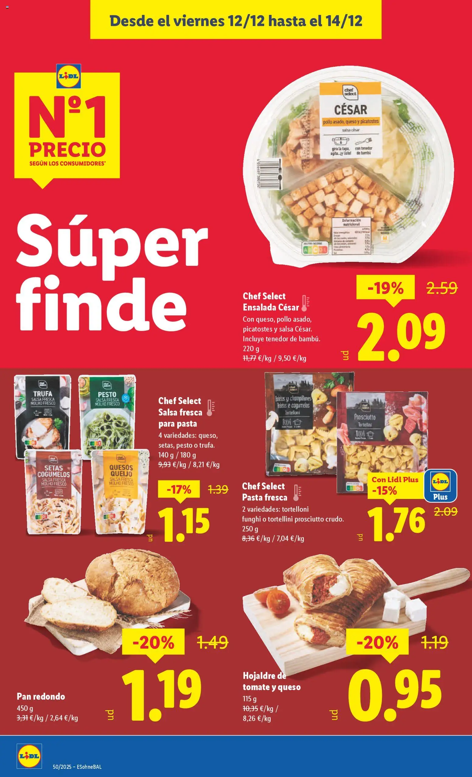 Lidl folleto │ válido desde el 08.12.2025 | Página: 42 | Productos: Queso, Pan, Pasta, Ensalada