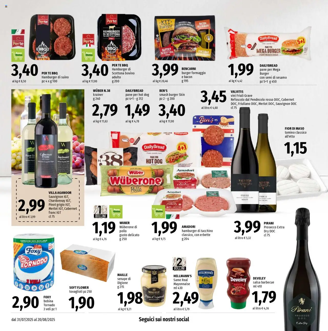 Volantino Famila del 31.07.2025 | Pagina: 9 | Prodotti: Bovino, Pane, Prosecco, Tacchino