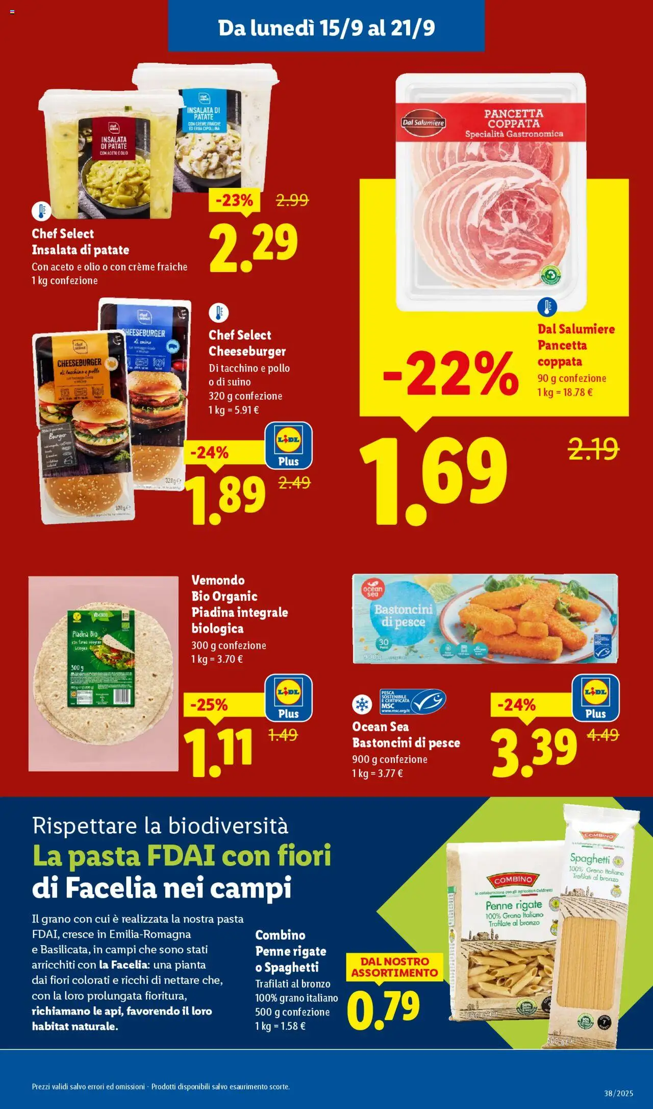 Volantino Lidl del 15.09.2025 | Pagina: 15 | Prodotti: Pesce, Suino, Pasta, Aceto
