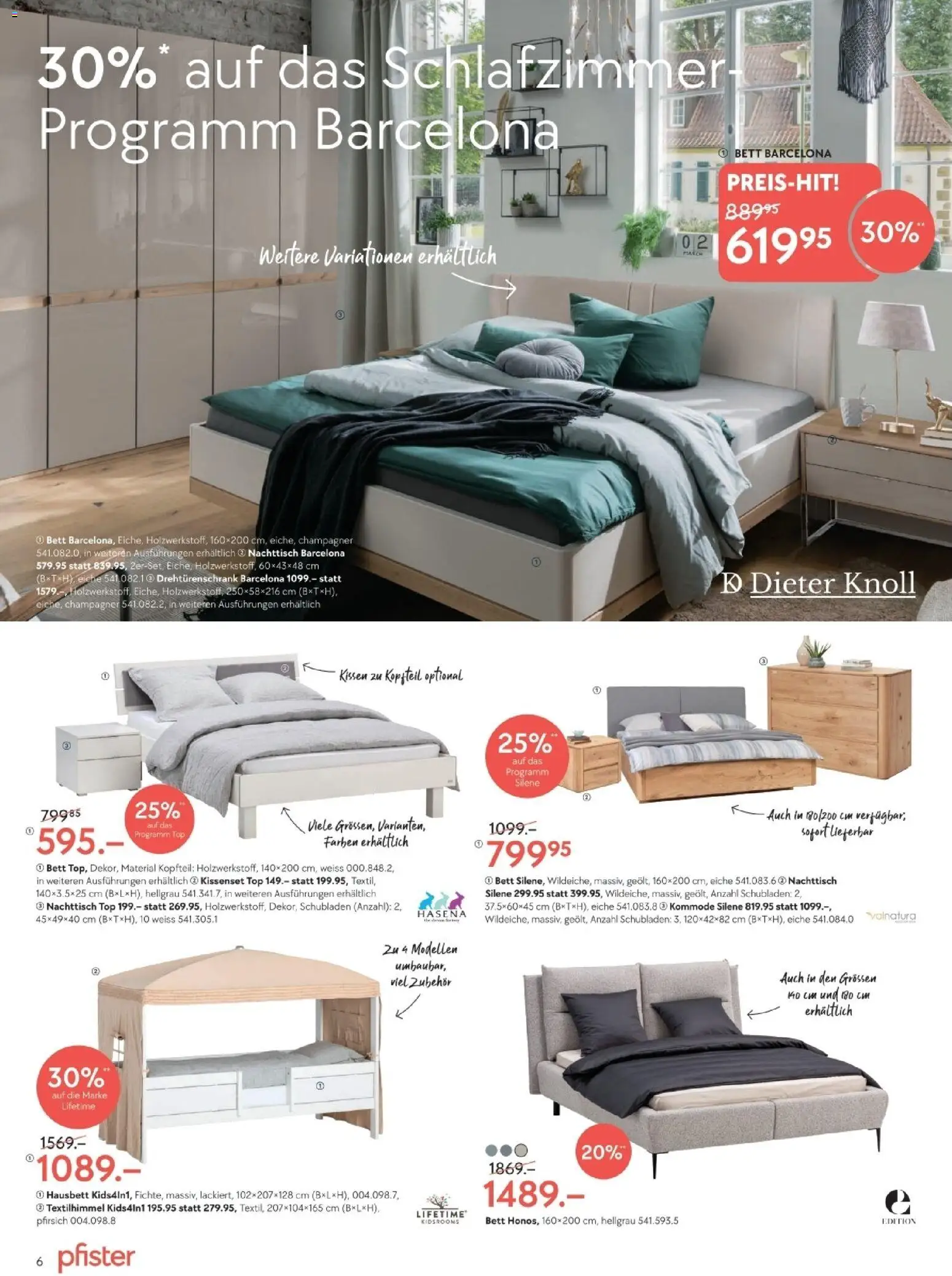 Pfister Aktionen – gültig ab 02.12.2025 | Seite: 6 | Produkte: Kissen, Nachttisch, Drehtürenschrank, Bett