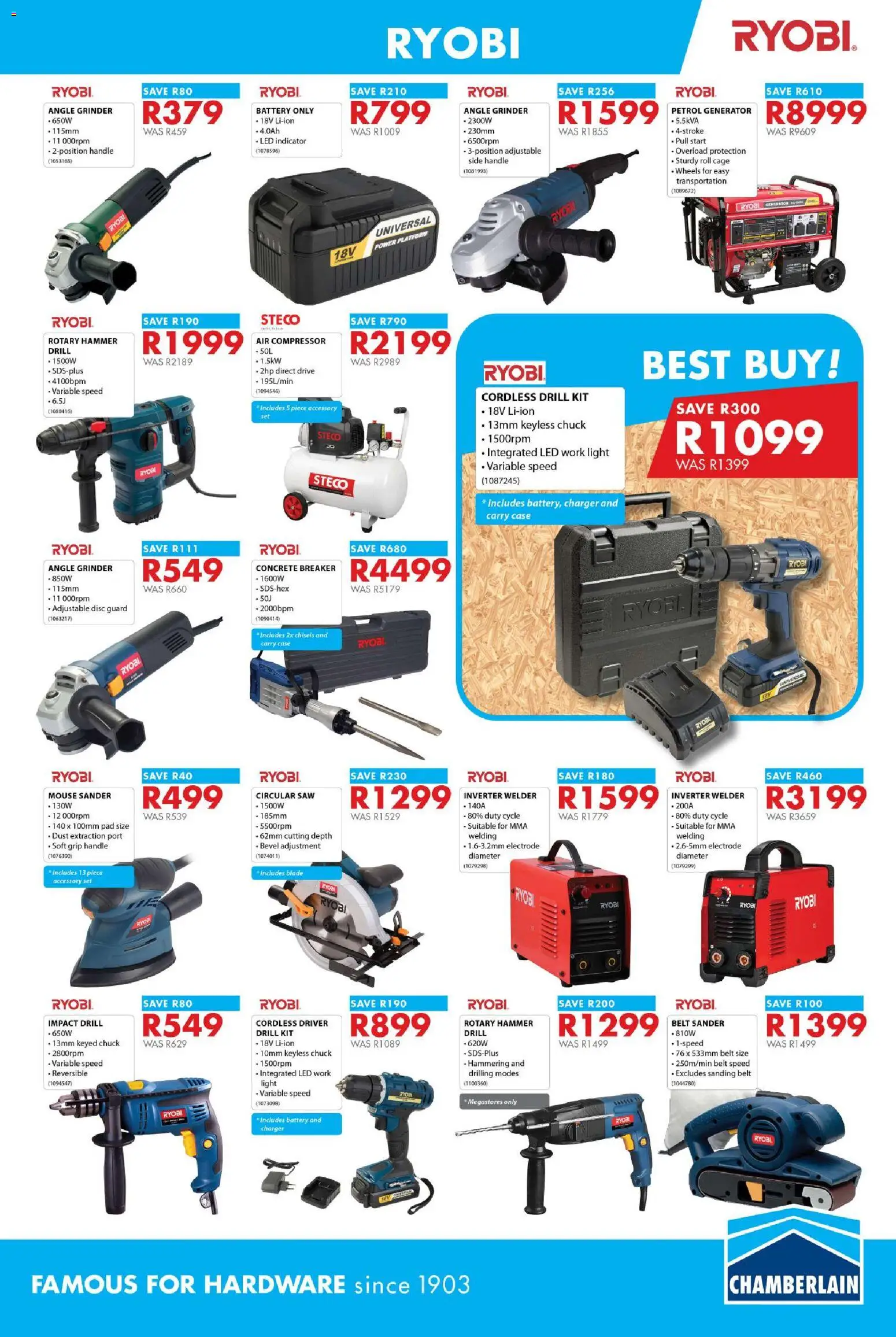 New Chamberlain catalogue – valid from 22.01.2026 | Page: 7 | Products: Belt, Rotary hammer, Battery, Light
