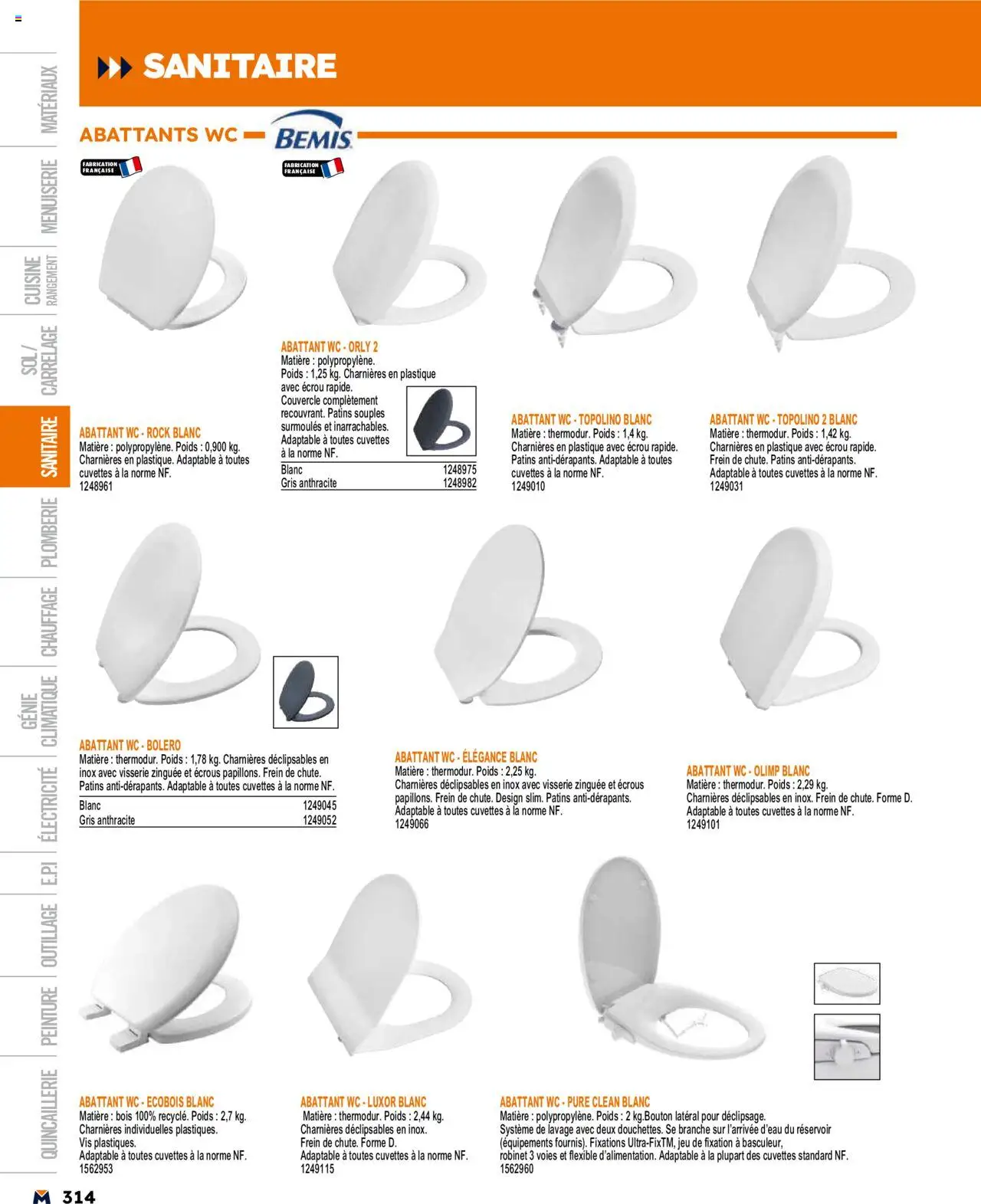  | Page: 314 | Produits: Robinet, Poids