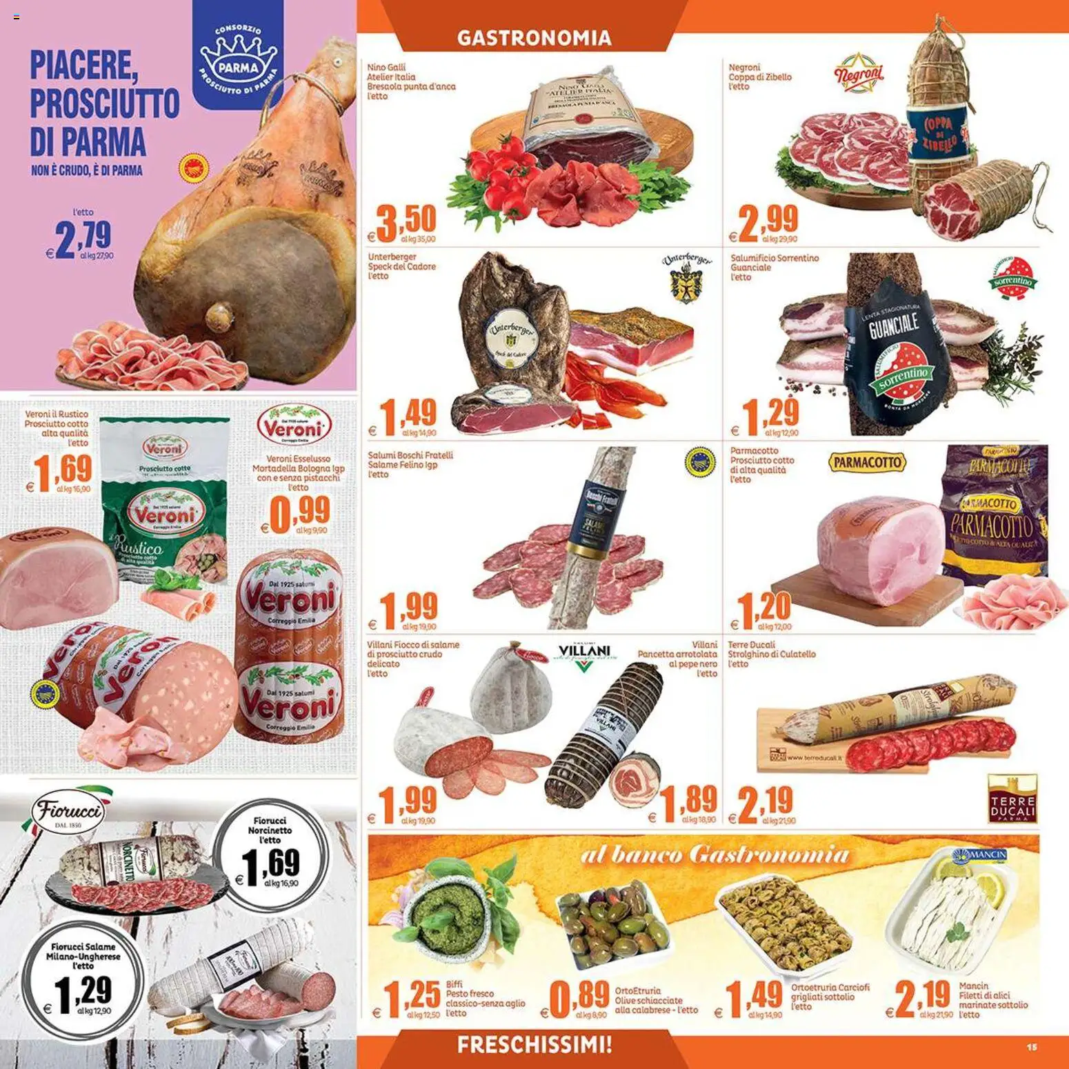 Volantino Elite Supermercati del 28.11.2025 | Pagina: 15 | Prodotti: Speck, Prosciutto Crudo, Bresaola, Carciofi