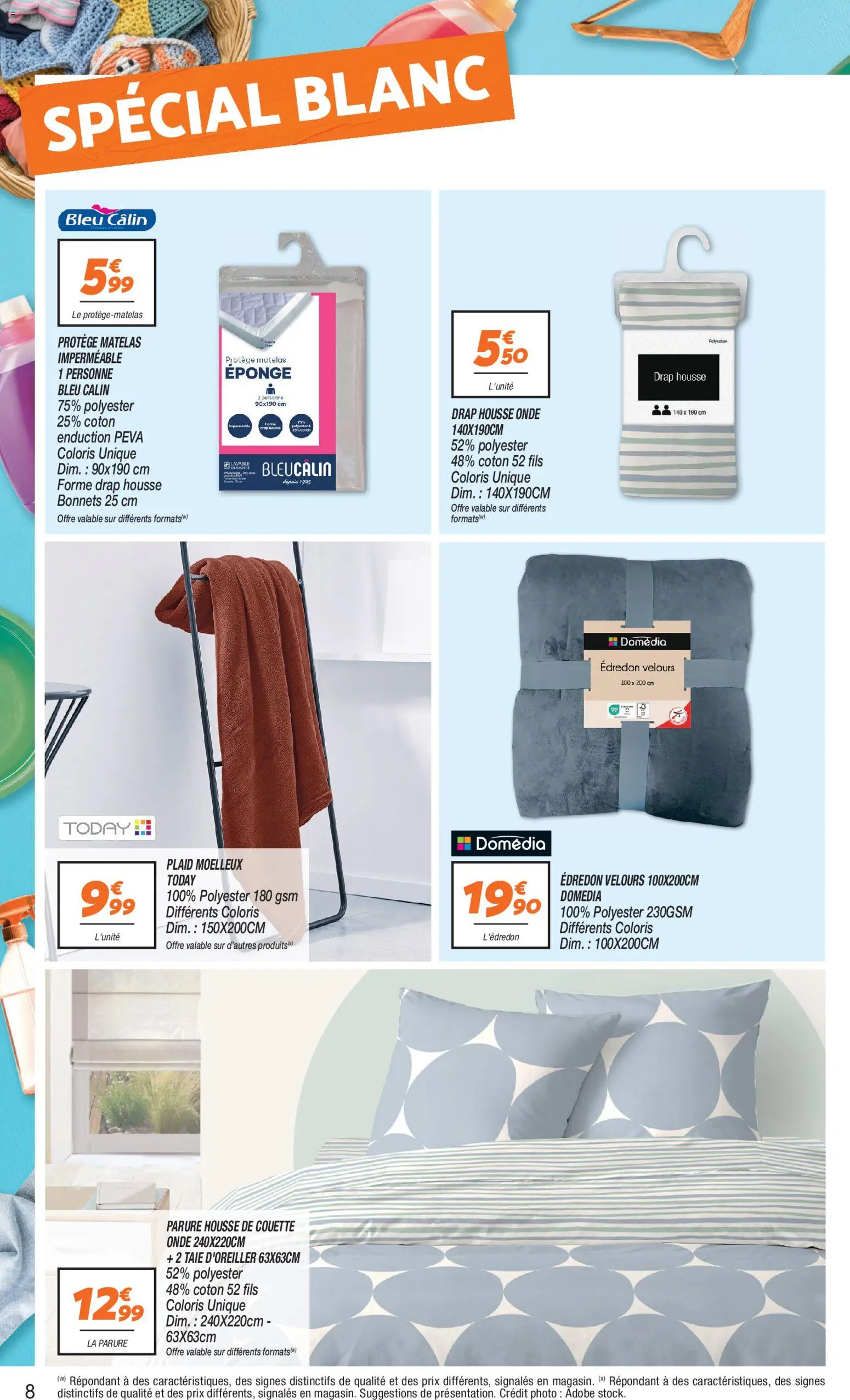 {H1} | Page: 8 | Produits: Eponge, Matelas, Housse de couette, Couette