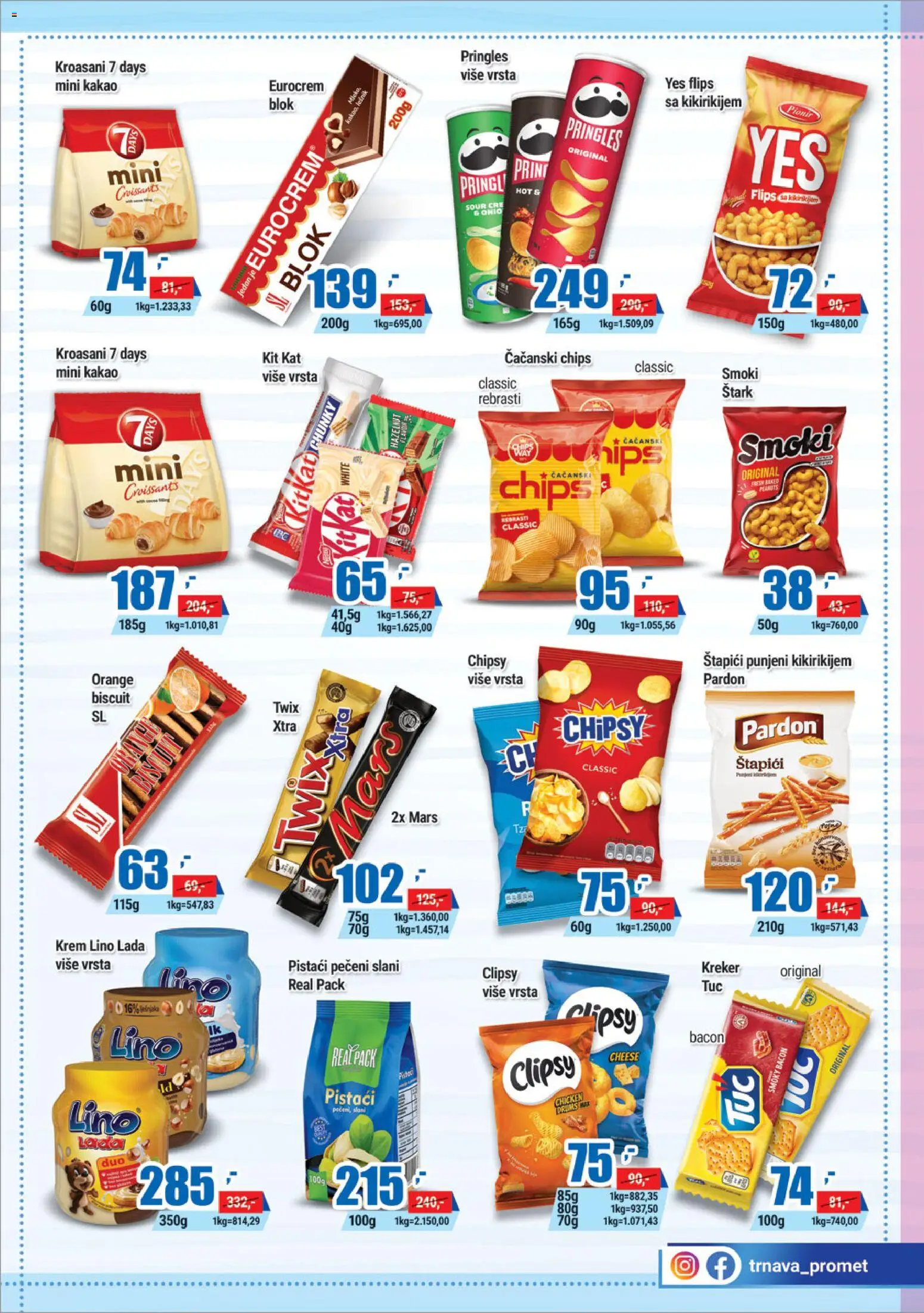 Trnava Promet katalog - važi od 06.11.2025 | Strana: 15 | Proizvode: Pistaći, Eurocrem, Tuc, Lino lada