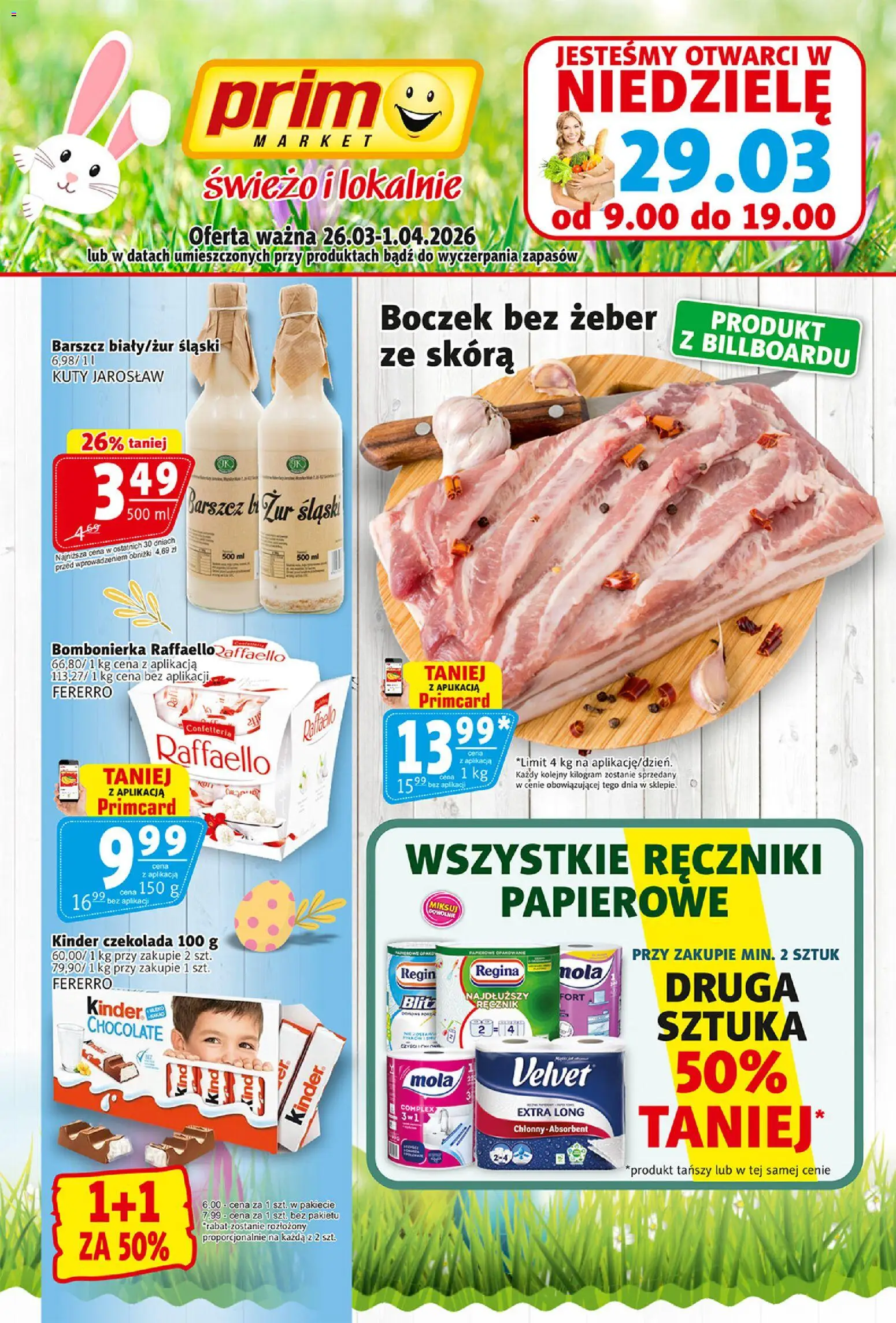 Prim Market gazetka od 26.03.2026 | Strona: 1 | Produkty: Barszcz, Bombonierka, Boczek, Czekolada