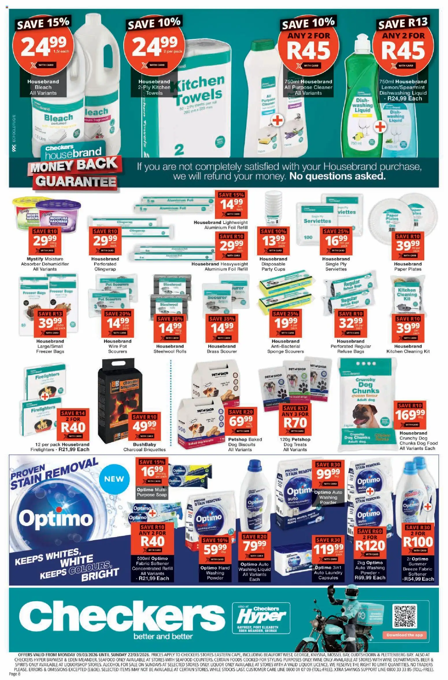 New Checkers catalogue – valid from 09.03.2026 | Page: 8 | Products: Dog biscuits, Refuse bags, Soap, Paper plates