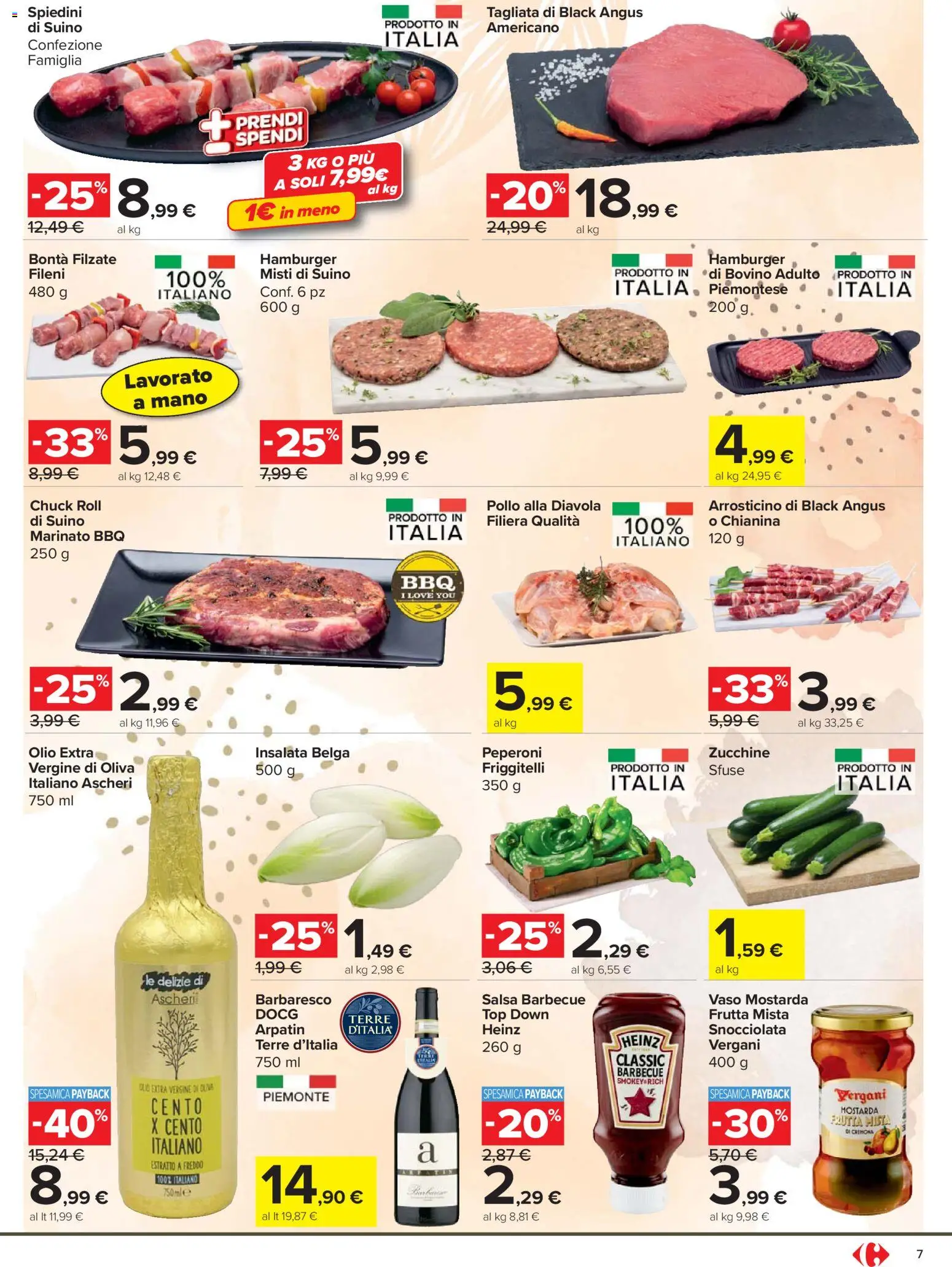 Volantino Carrefour del 24.03.2026 | Pagina: 7 | Prodotti: Peperoni, Salsa, Top, Hamburger