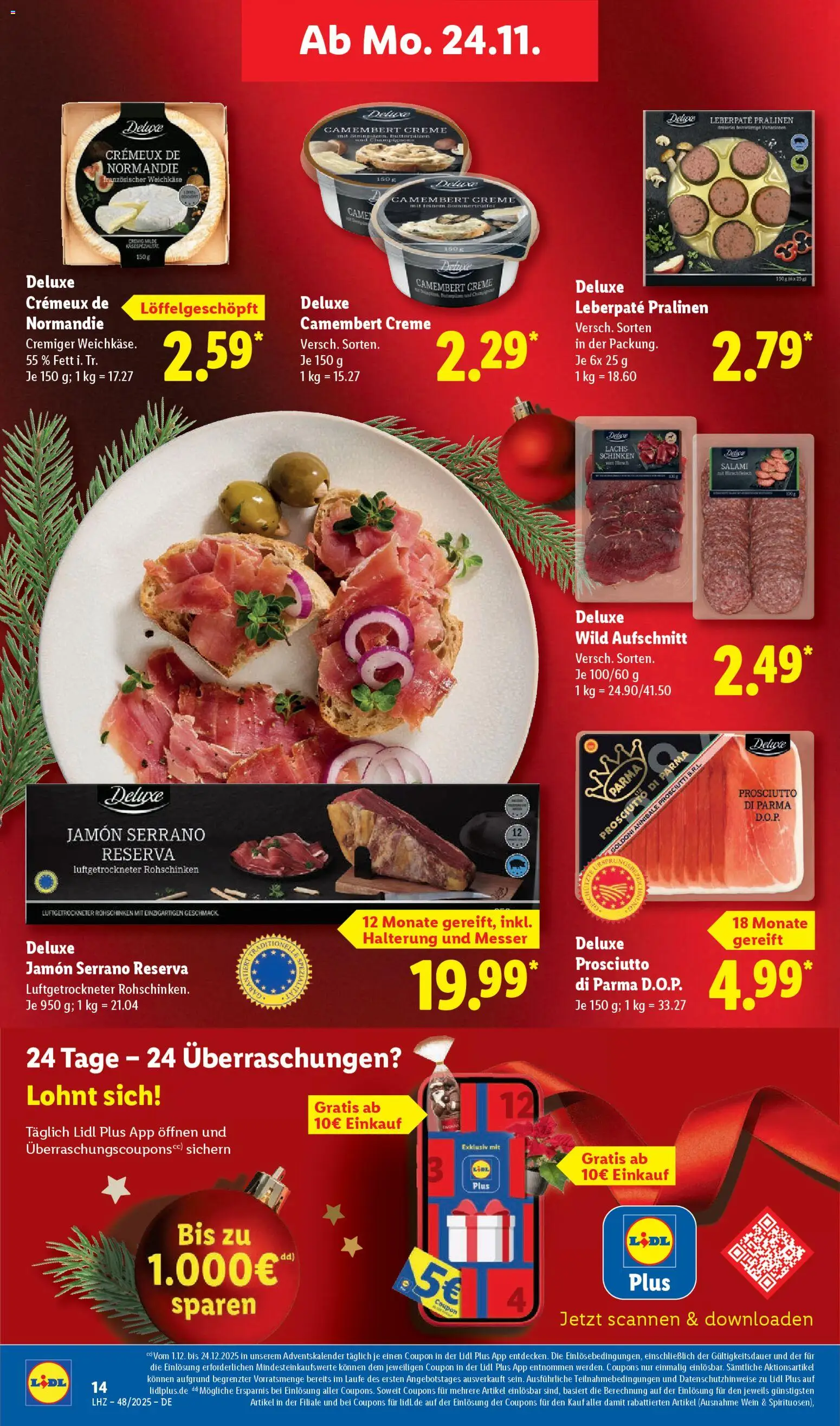 Lidl Prospekt Jessen – gültig ab 24.11.2025 | Seite: 18 | Produkte: Creme, Salami, Wein, Fleisch