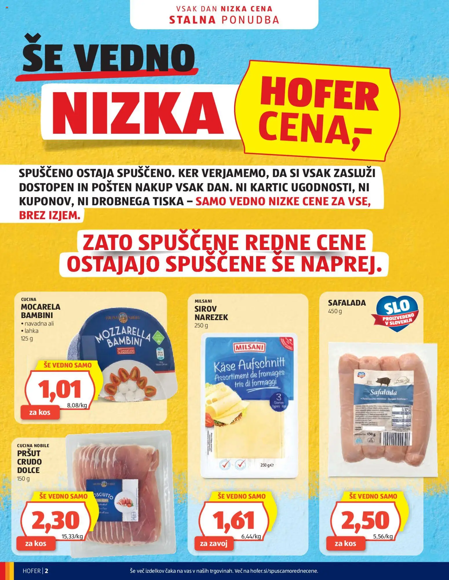 Novi Hofer katalog ponudbe – veljaven od 25.03.2026 | Stran: 2 | Izdelki: Pršut, Narezek, Kos, Mocarela