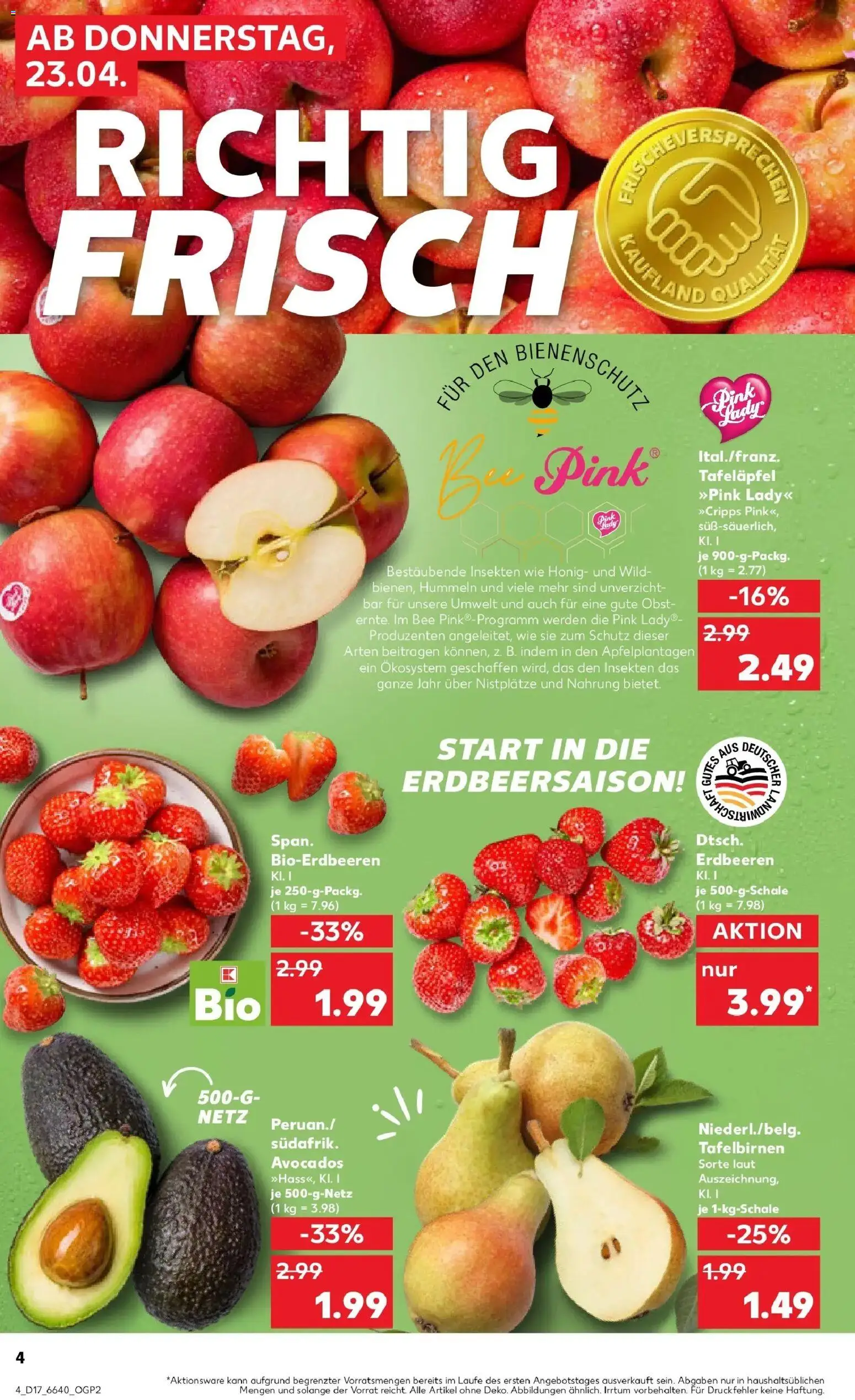 Kaufland Prospekt Cham	 – gültig ab 23.04.2026 | Seite: 4 | Produkte: Apple, Avocado, Obst, Erdbeeren