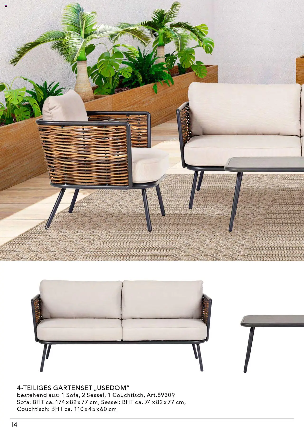 Rahaus Prospekt Gartenmöbel – gültig ab 07.04.2025 | Seite: 14 | Produkte: Sofa, Sessel, Couchtisch