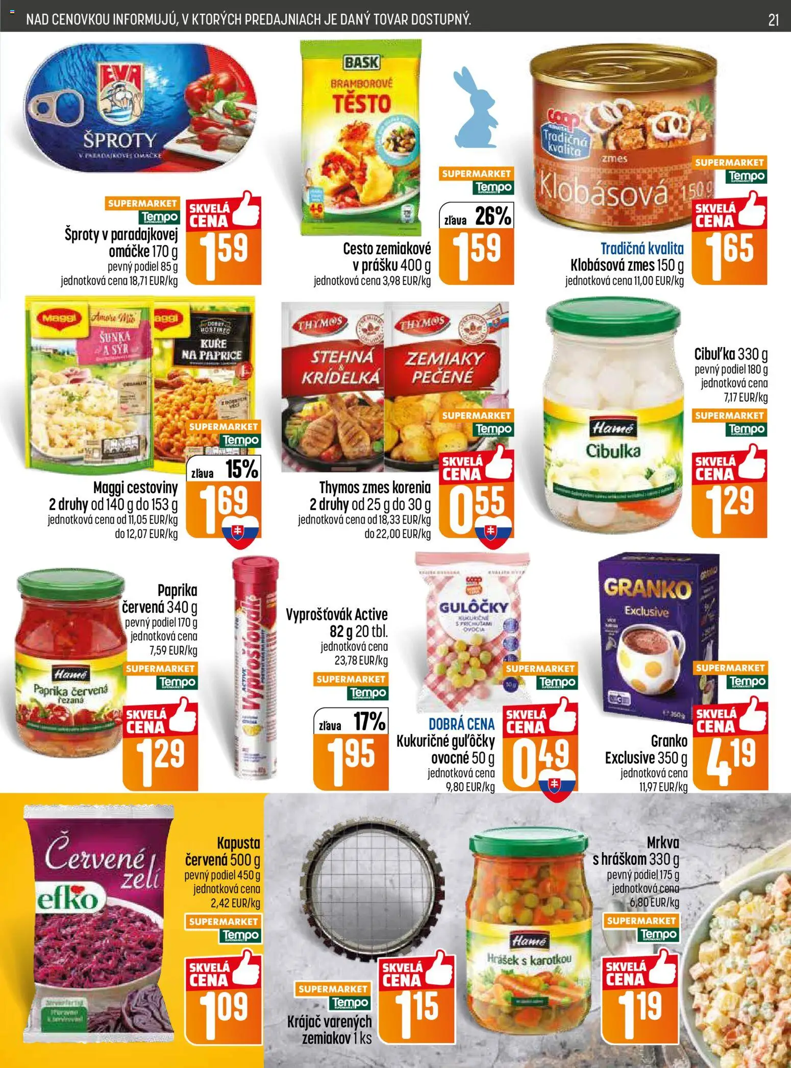 Nové COOP Jednota akcie – leták je platný od 26.03.2026 | Strana: 21 | Produkty: Kapusta, Cestoviny, Zemiaky, Krájač