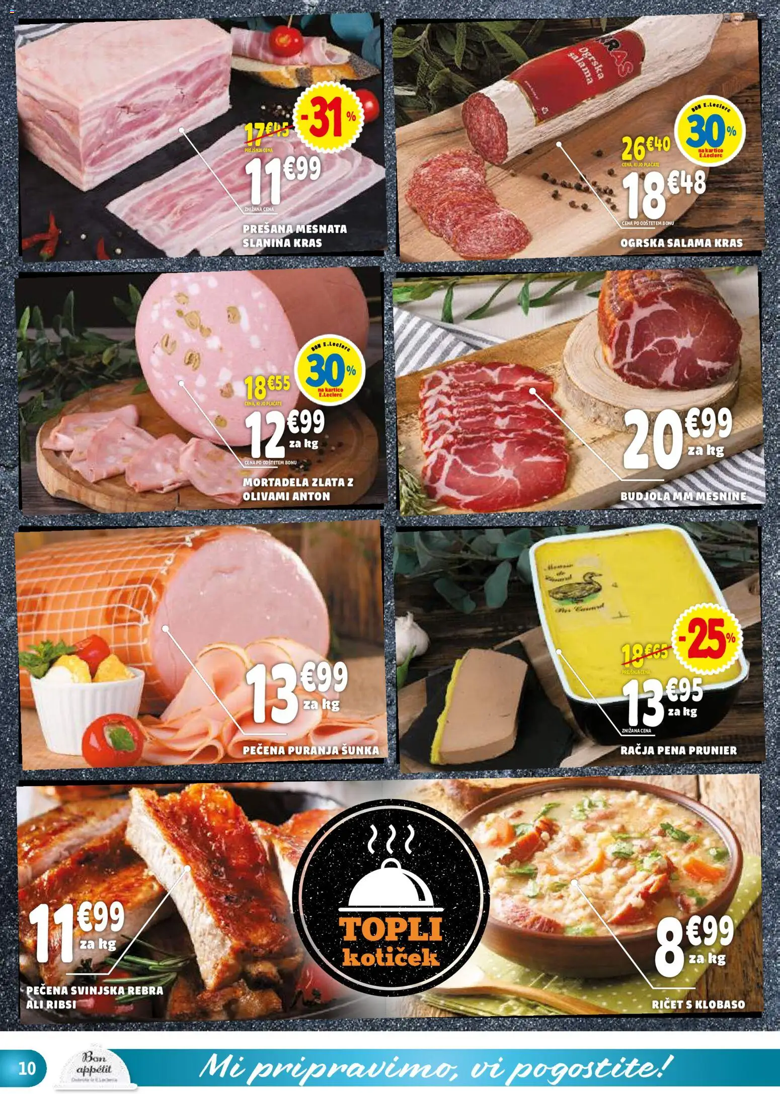 Novi E.leclerc katalog ponudbe – veljaven od 26.11.2025 | Stran: 10 | Izdelki: Mortadela, Slanina, Salama, Sunka