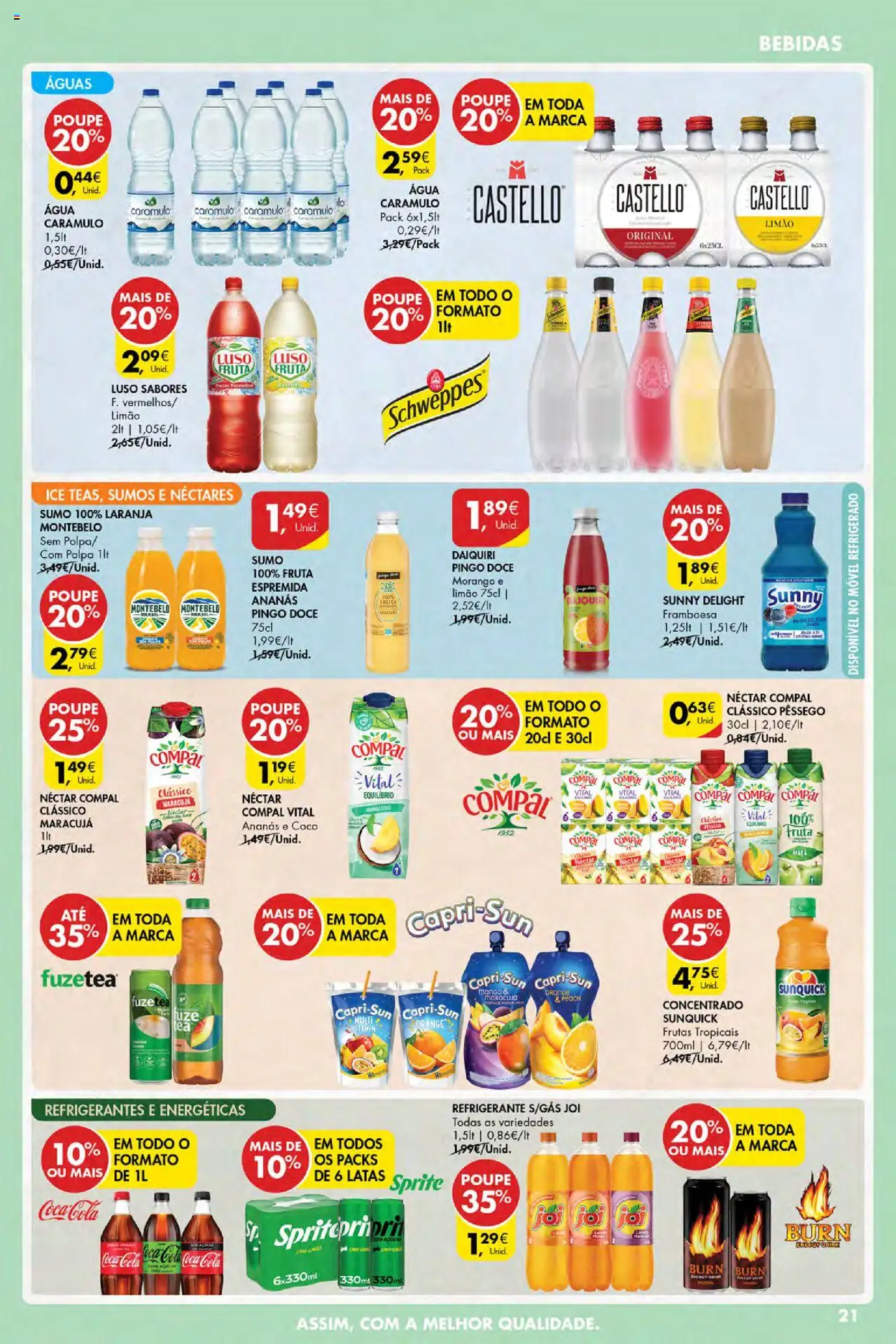 Pingo Doce Poupe Esta Semana Açores │ válido de 18.09.2025 | Página: 21 | Produtos: Refrigerante, Sumo, Água mineral, Bebida