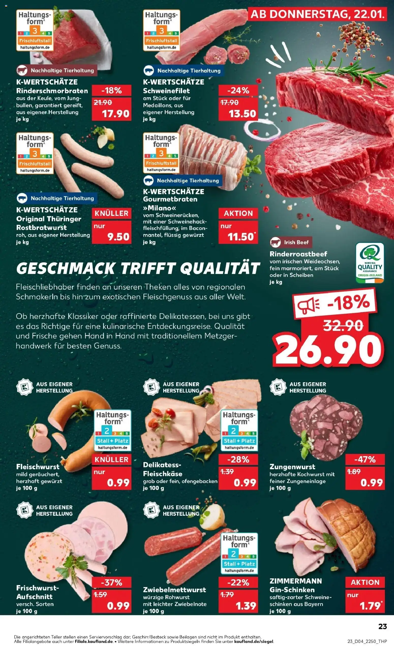 Kaufland prospekt Offenburg	 – gültig ab 25.01.2026 | Seite: 23 | Produkte: Schweinefilet, Schinken