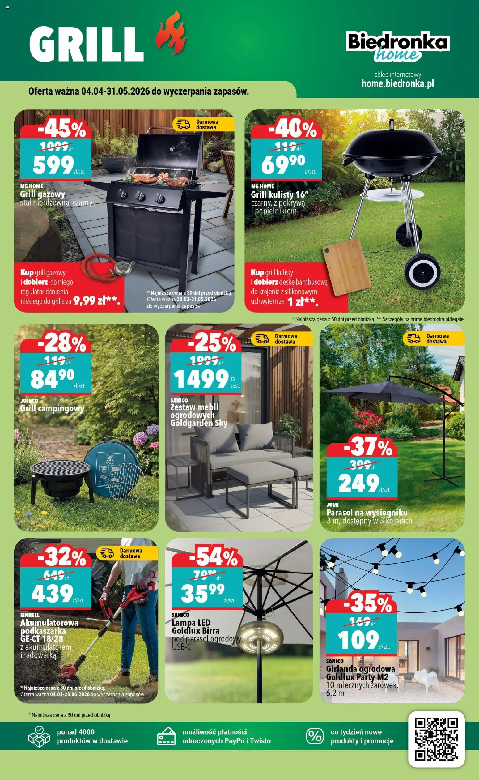 Biedronka gazetka - Home od 04.04.2026 | Strona: 3 | Produkty: Parasol, Ładowarka, Grill, Grill gazowy