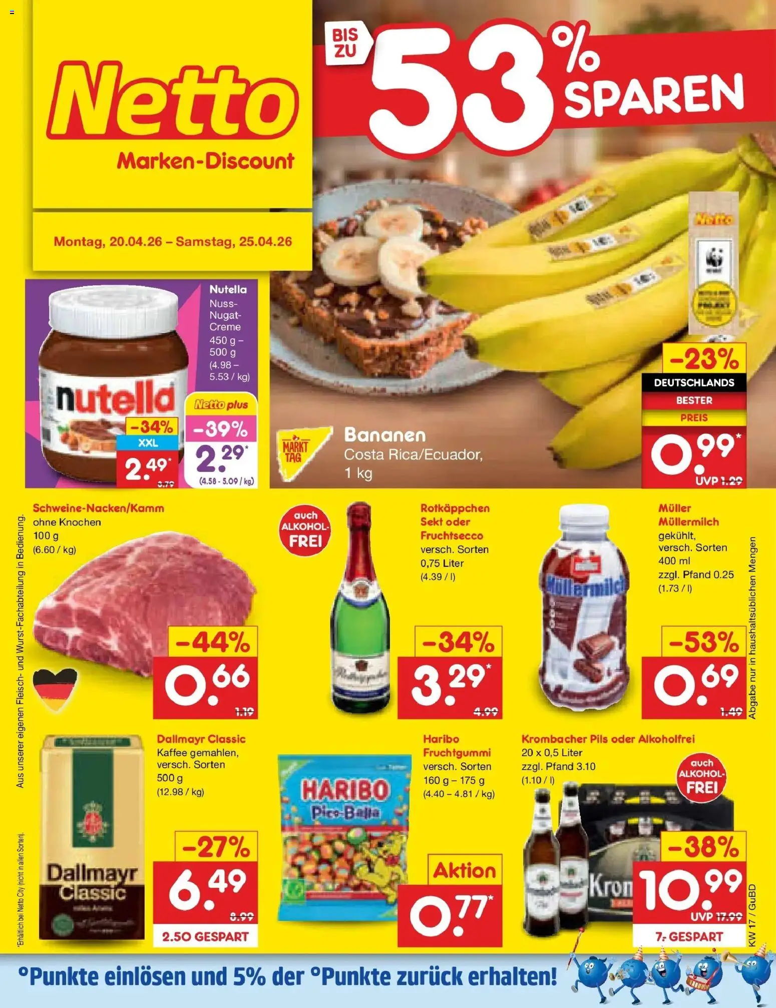 Netto Marken-Discount Prospekt Augustusburg	 – gültig ab 20.04.2026 | Seite: 1 | Produkte: Kaffee, Sekt, Müllermilch, Fleisch
