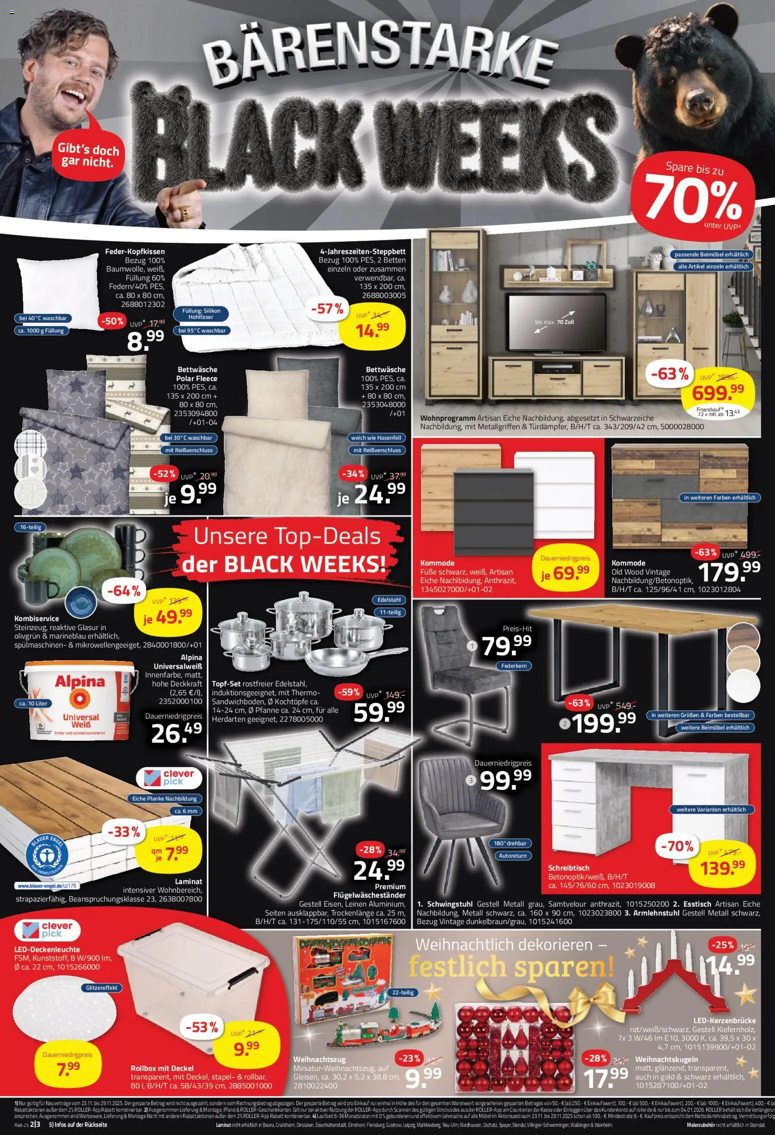 Roller - Black Friday – gültig ab 23.11.2025 | Seite: 2 | Produkte: Esstisch, Kommode, Bettwäsche