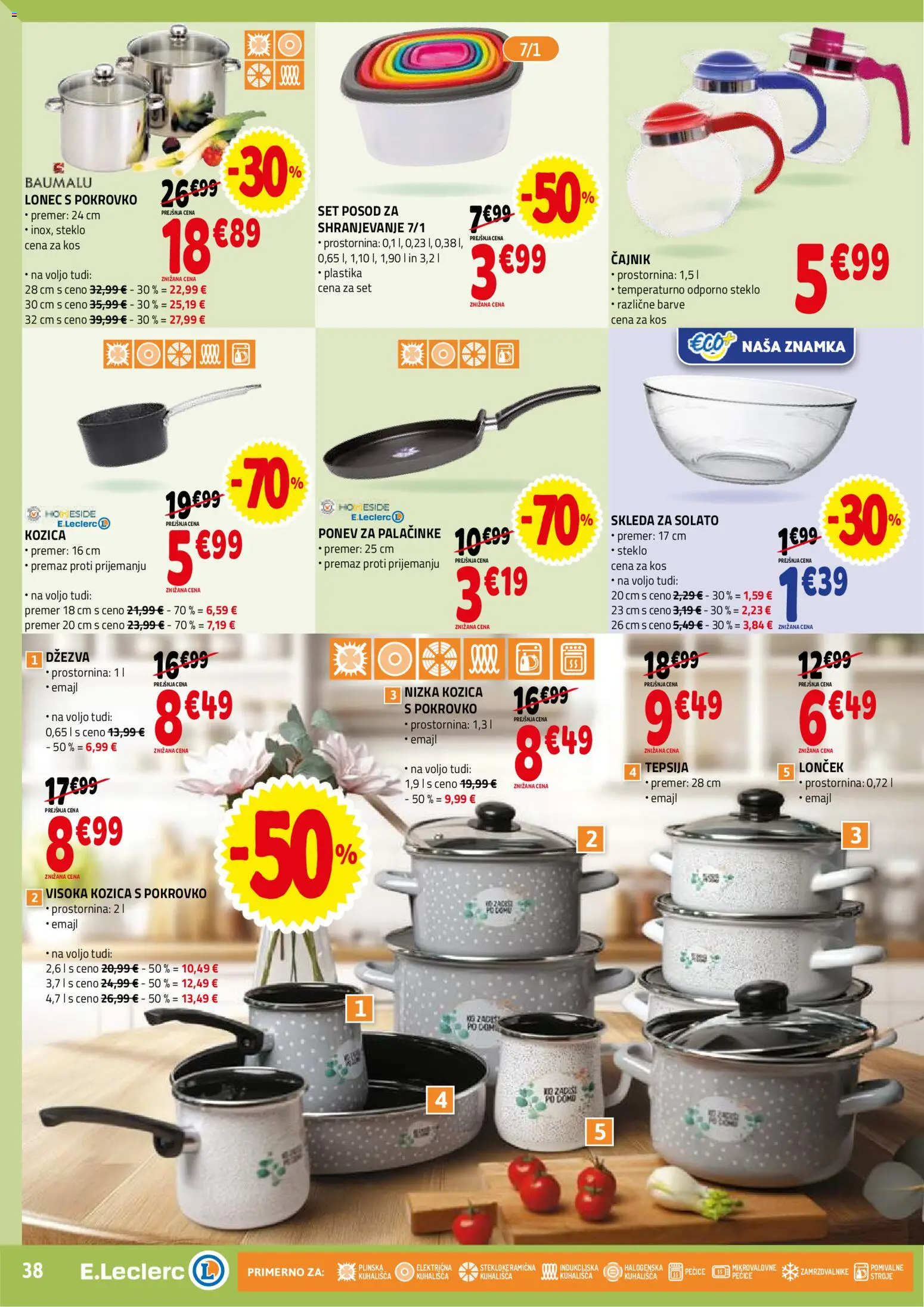 Novi E.leclerc katalog ponudbe – veljaven od 07.01.2026 | Stran: 38 | Izdelki: Cajnik, Kos, Palačinke
