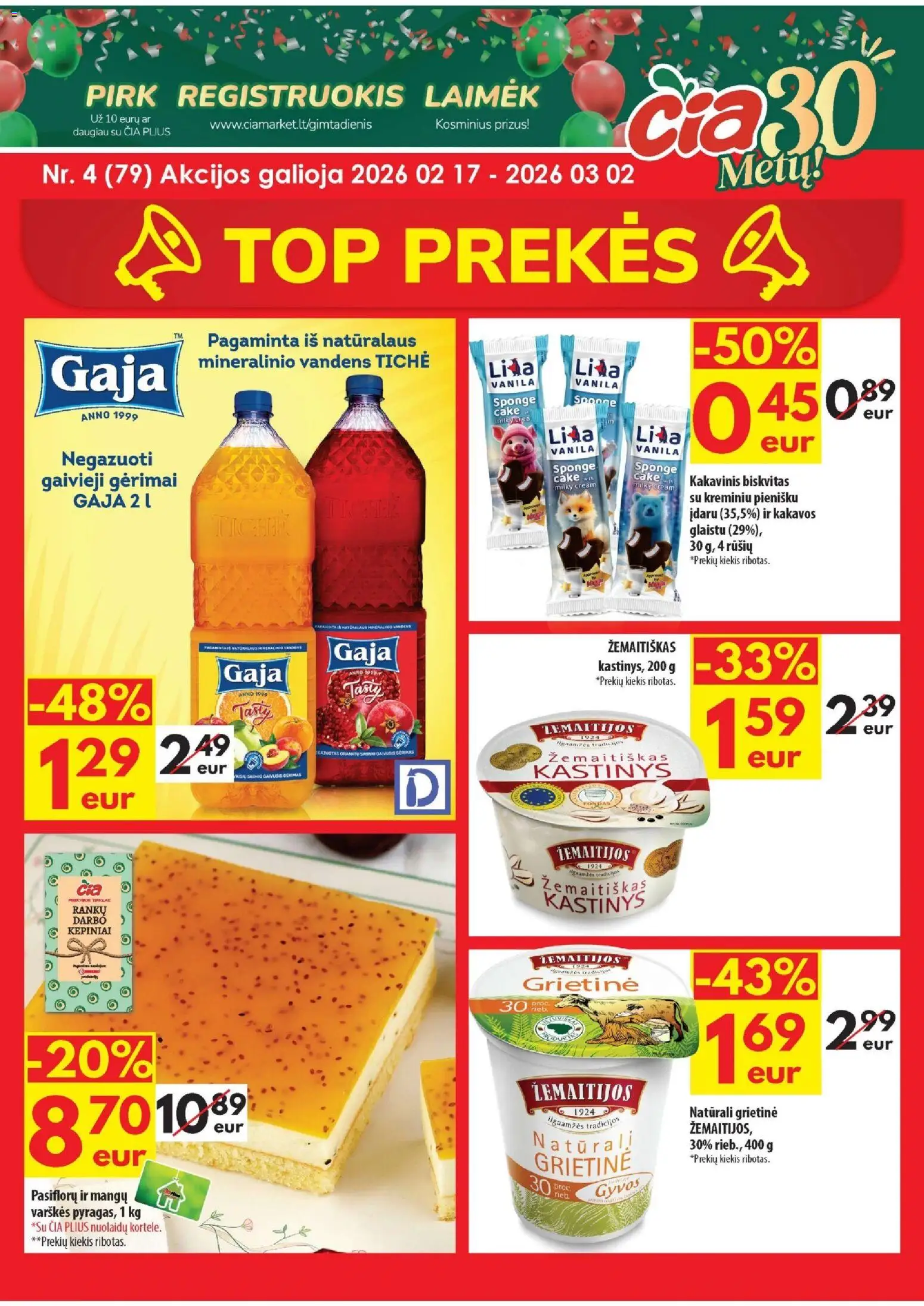 ČIA MARKET akcijos nuo 17.02.2026 | Puslapis: 1 | Prekių: Grietinė