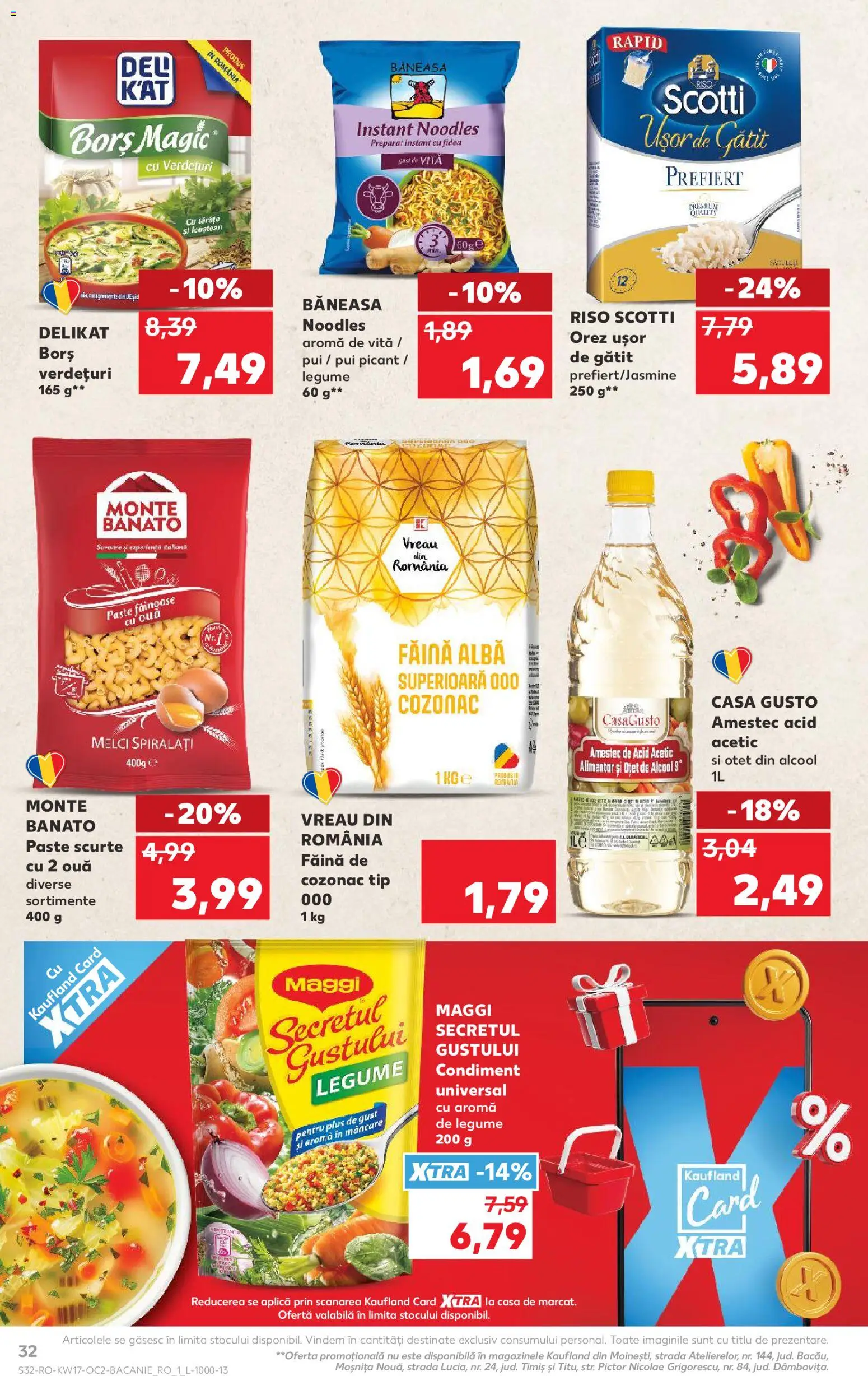 Noul catalog Kaufland – valabil de la 22.04.2026 | Pagină: 32 | Produse: Oțet, Orez, Noodles, Paste