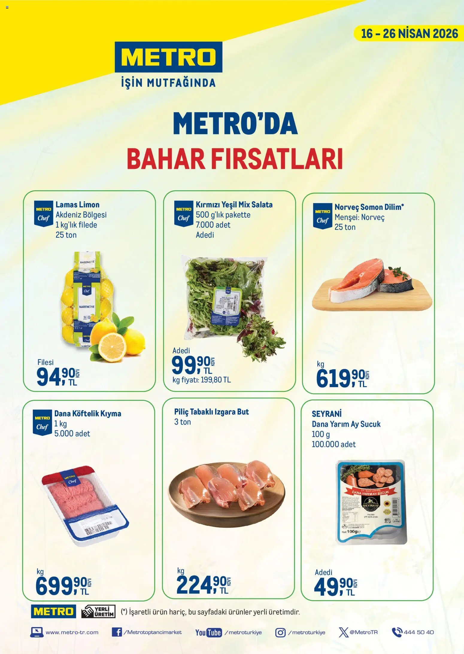 Metro - Metroda bahar firsatlari - 16.04.2026 tarihinden itibaren geçerlidir | Sayfa: 1 | Ürünler: Salata, Piliç, Somon, Sucuk