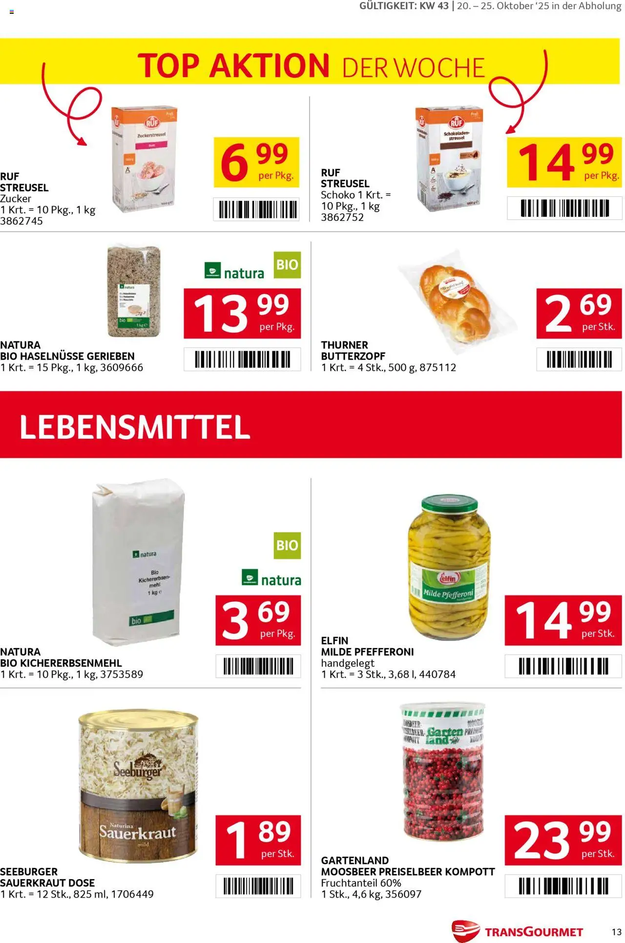 Transgourmet Flugblatt gültig ab 20.10.2025 | Seite: 13 | Produkte: Zucker, Libacomb
