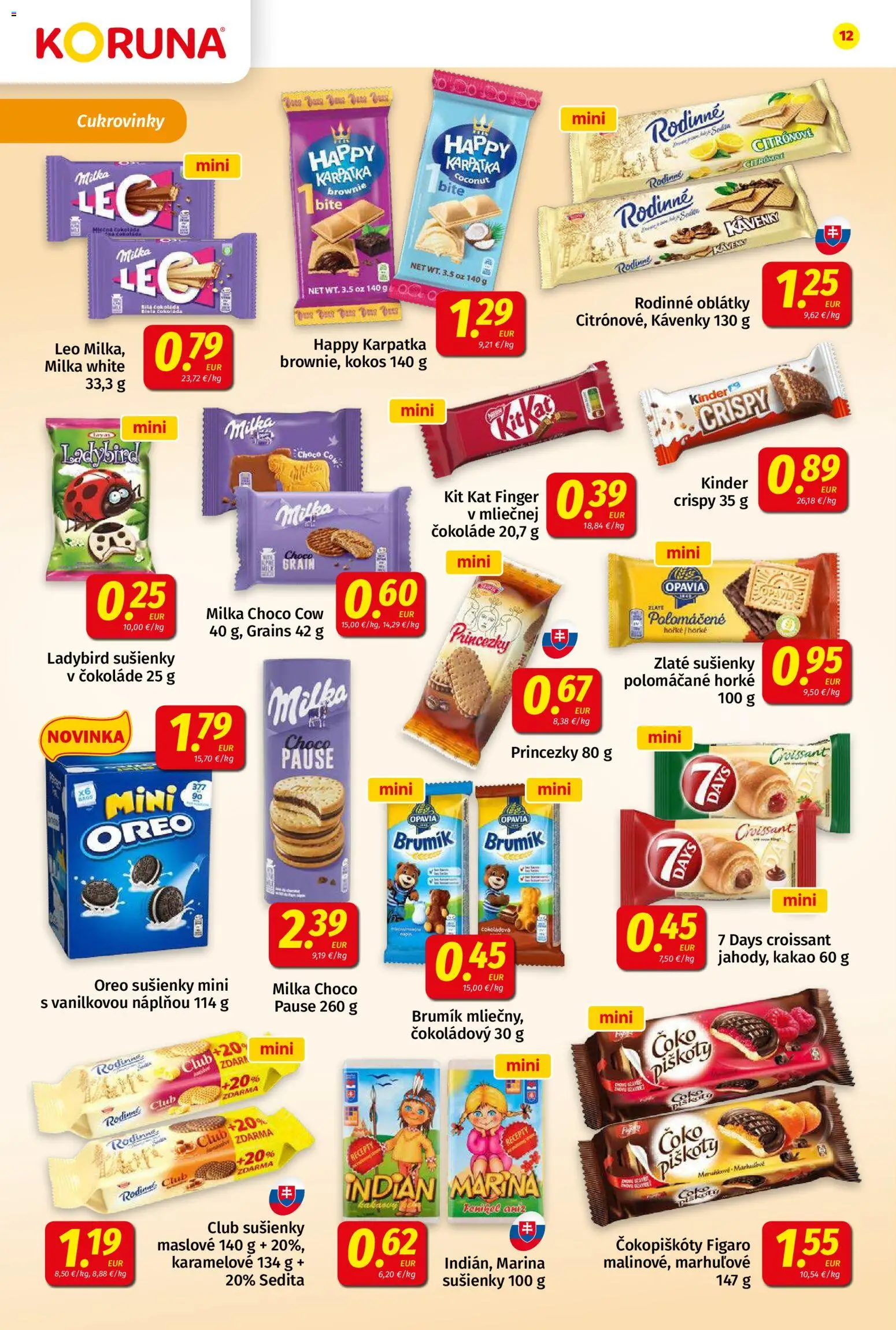 Nové Koruna akcie – leták je platný od 06.03.2026 | Strana: 12 | Produkty: Croissant, Kinder, Milka, Kakao