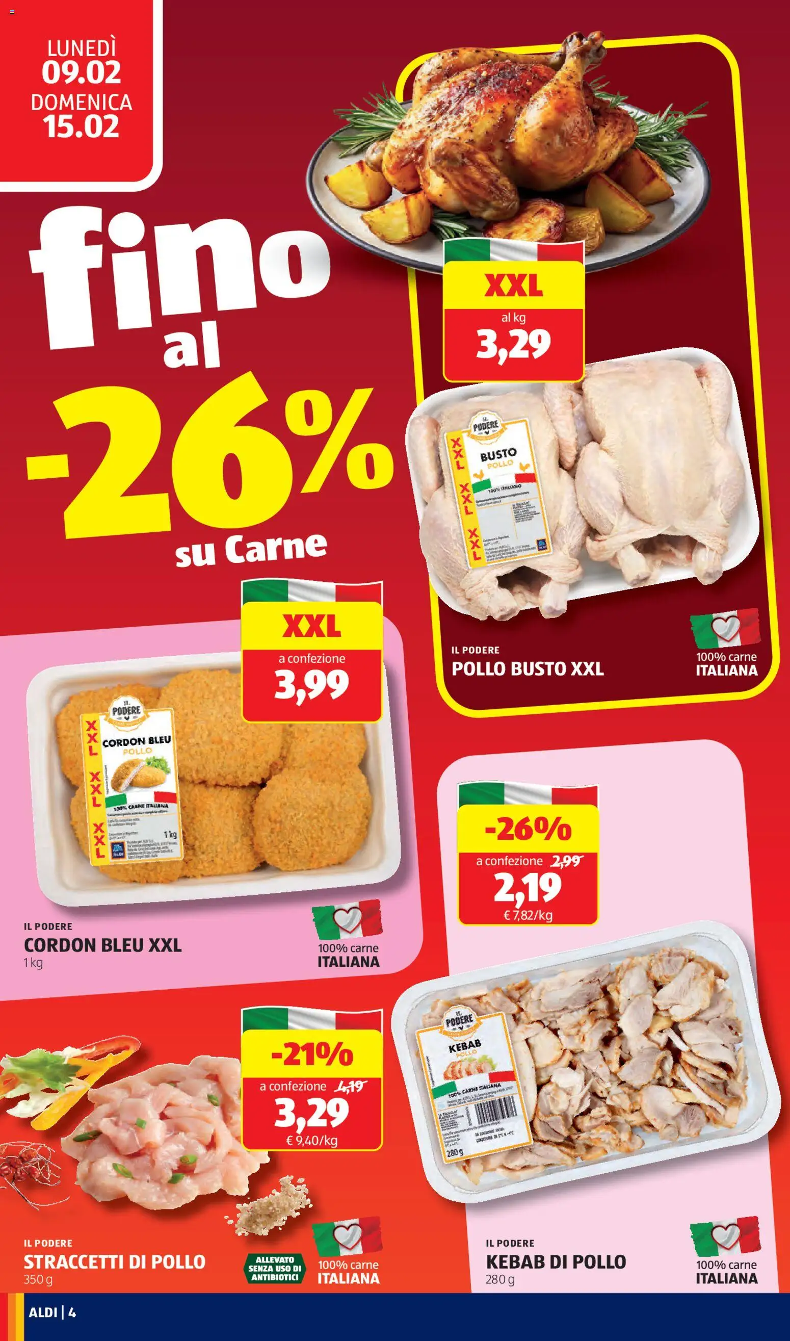 Volantino Aldi del 09.02.2026 | Pagina: 4 | Prodotti: Pollo