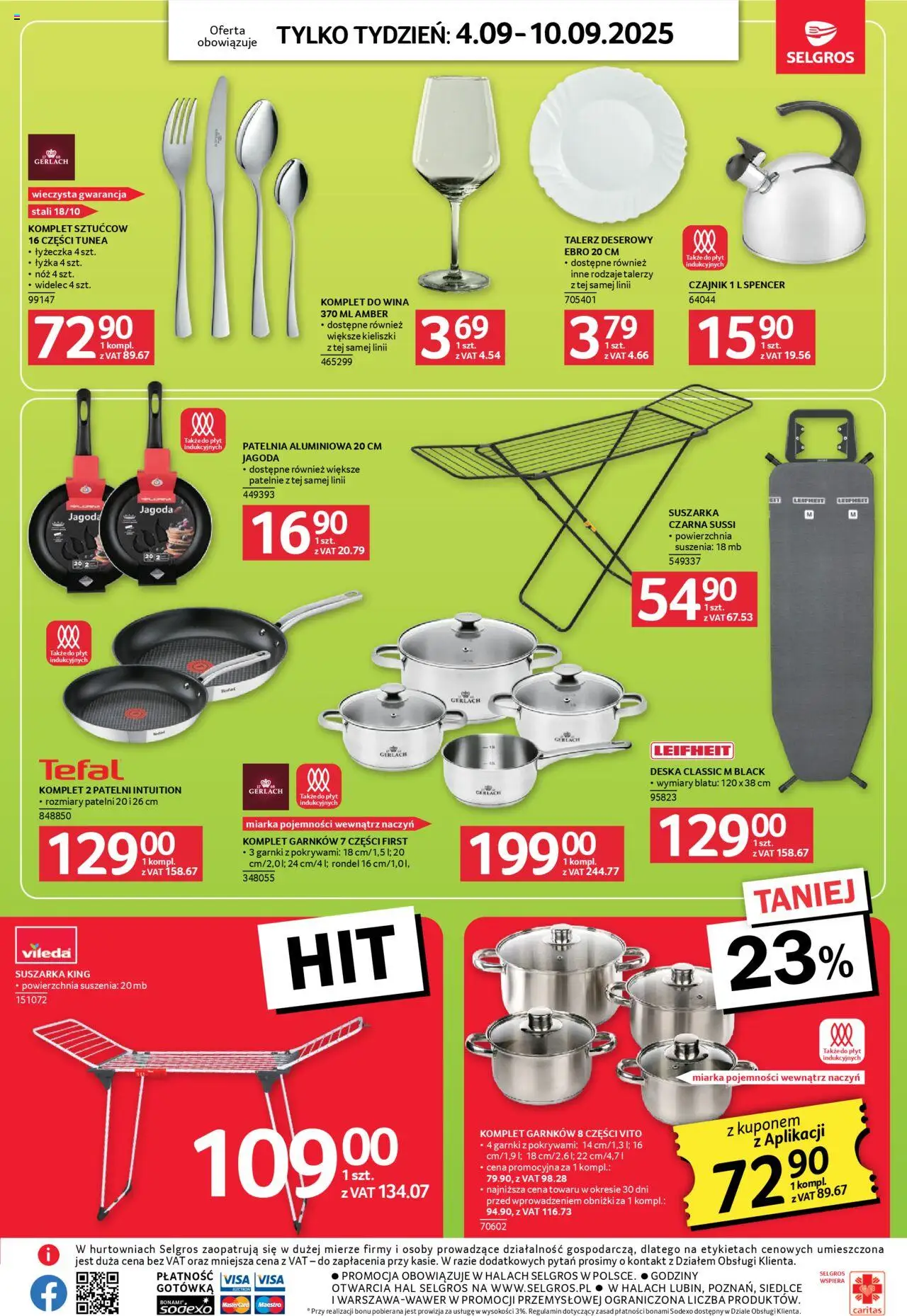 Selgros cash&carry Gazetka - Jeszcze więcej super promocji od 04.09.2025 | Strona: 10 | Produkty: Suszarka, Czajnik, Garnki, Patelnia
